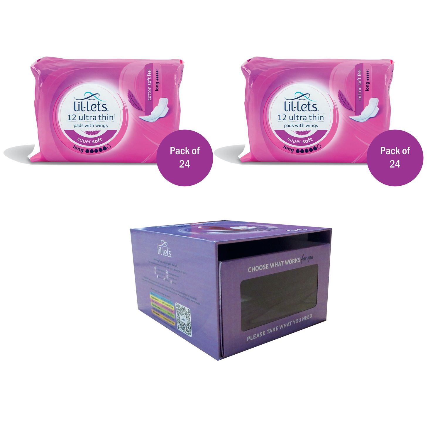 Lil-Lets Supersoft Sanitary Pads Long x12 (Pack of 24)