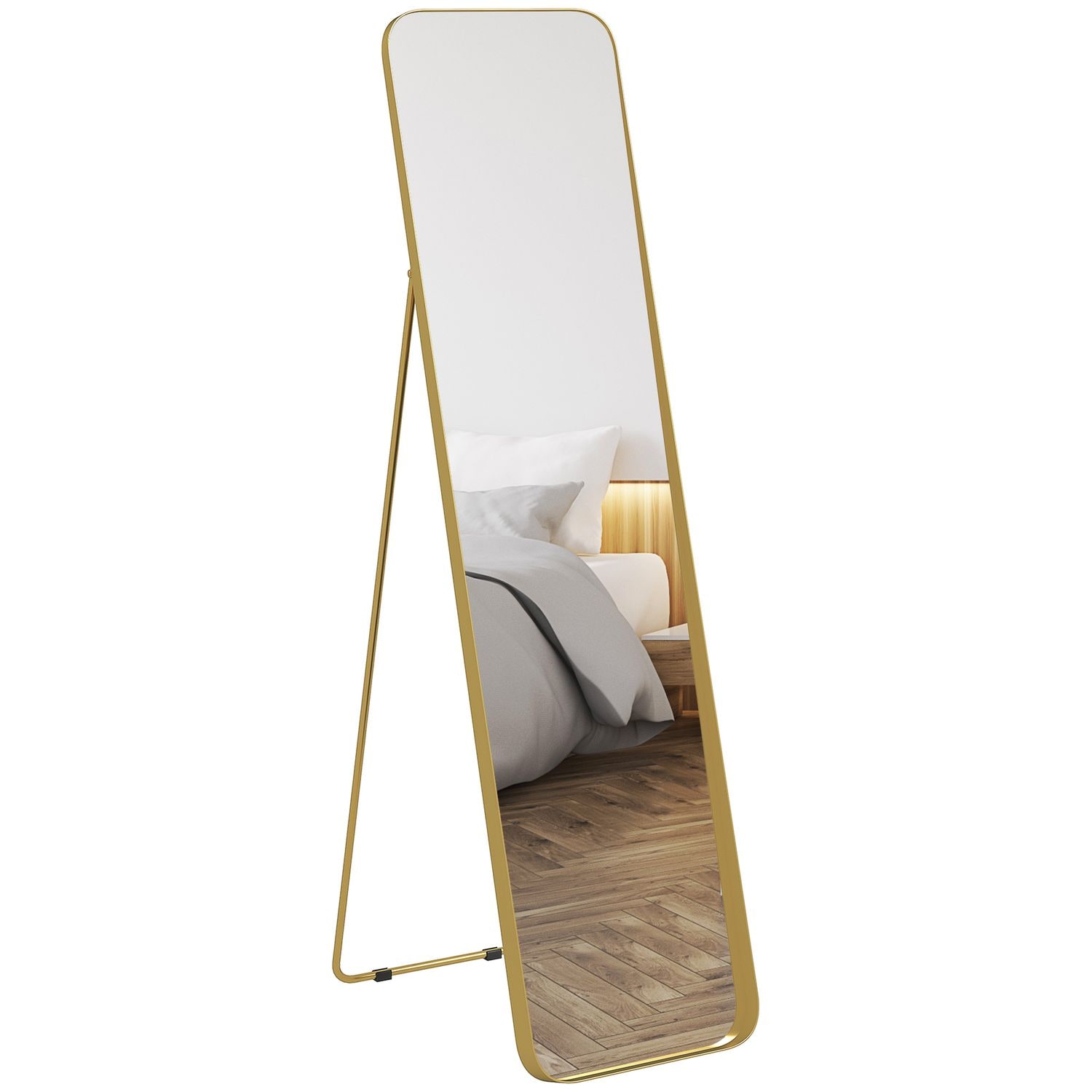 HOMCOM Rectangular Full Length Mirror for Bedroom 40 x 160cm Gold Tone