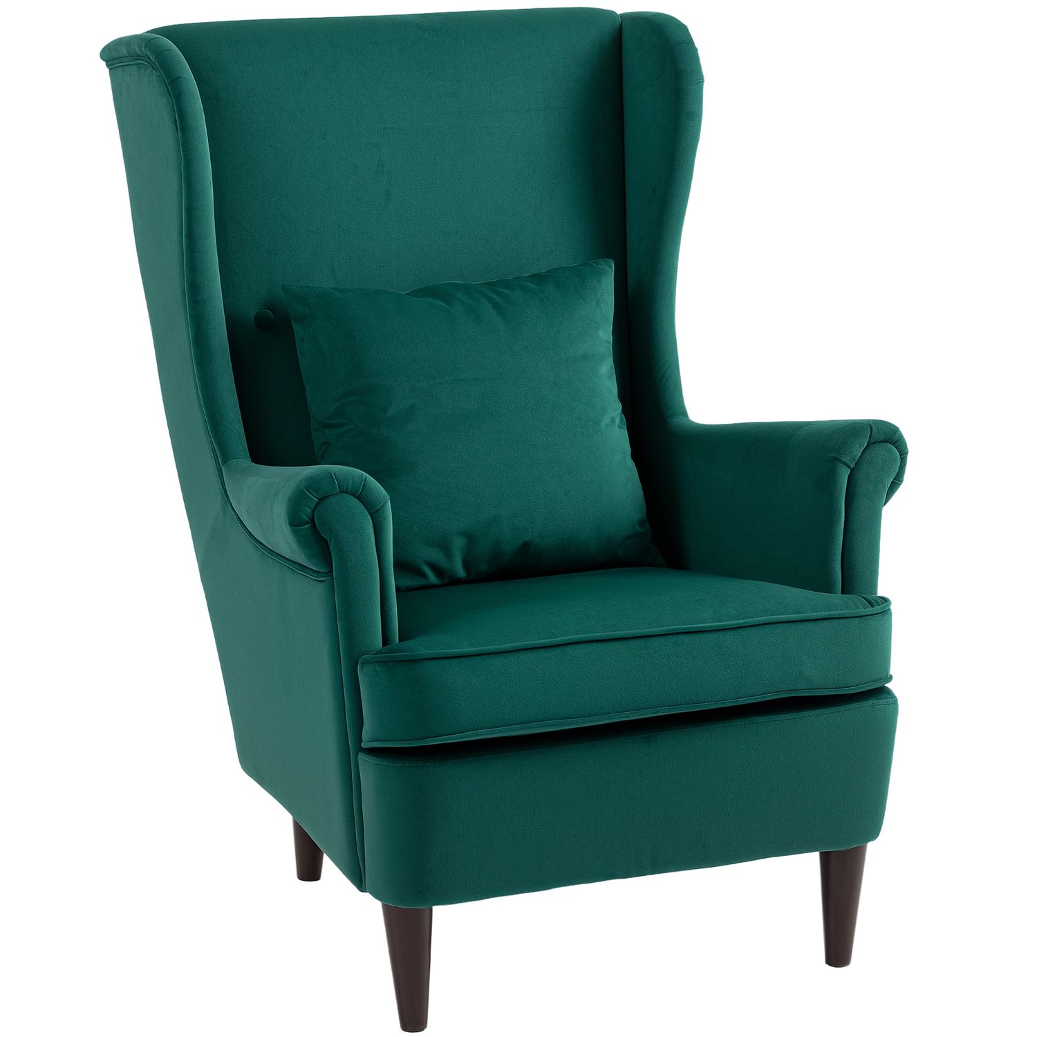 HOMCOM Wingback Chair Modern Accent Chair for Living Room Bedroom Green