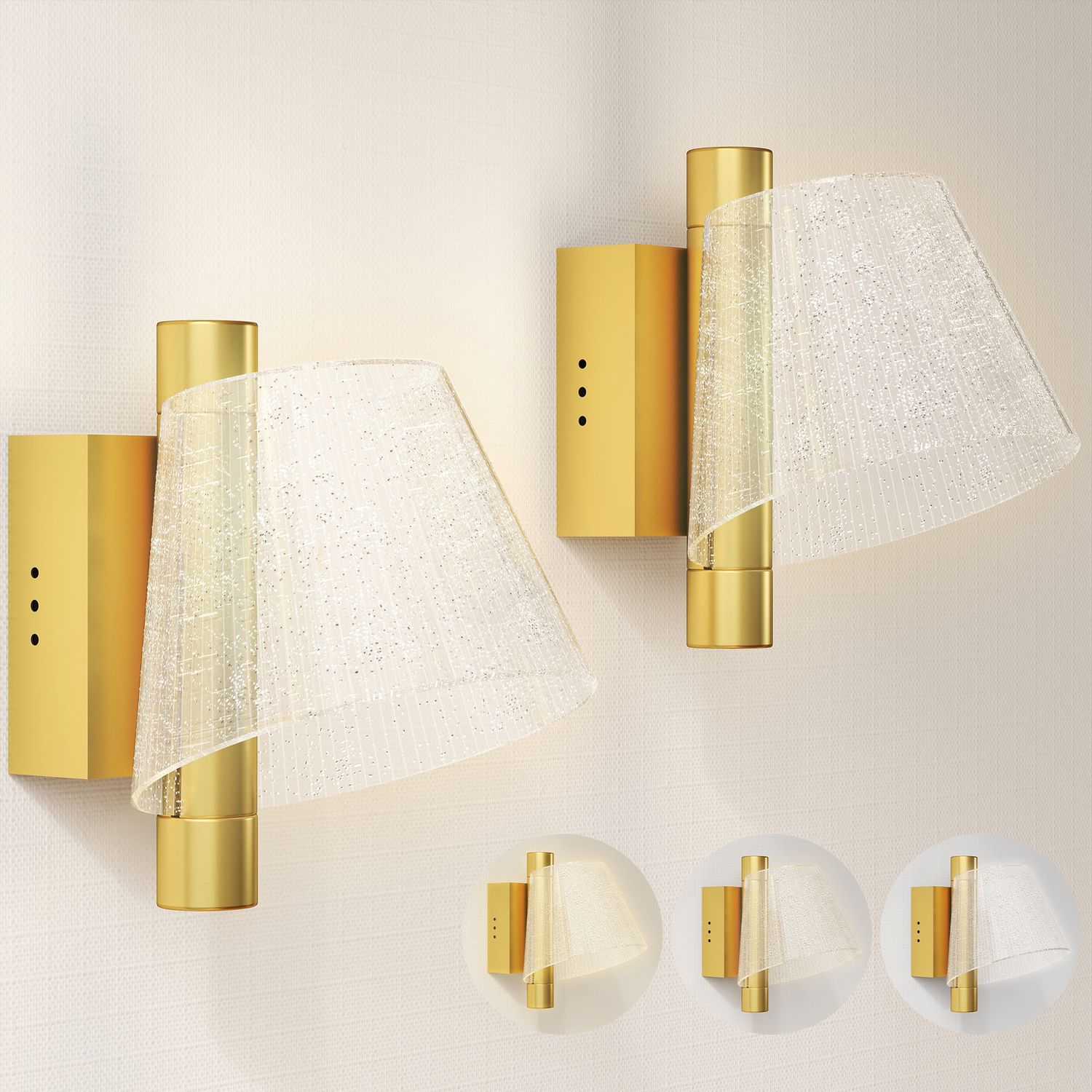 HOMCOM LED Wall Lamp 2 Pack Modern Indoor Starry Wall Light Gold