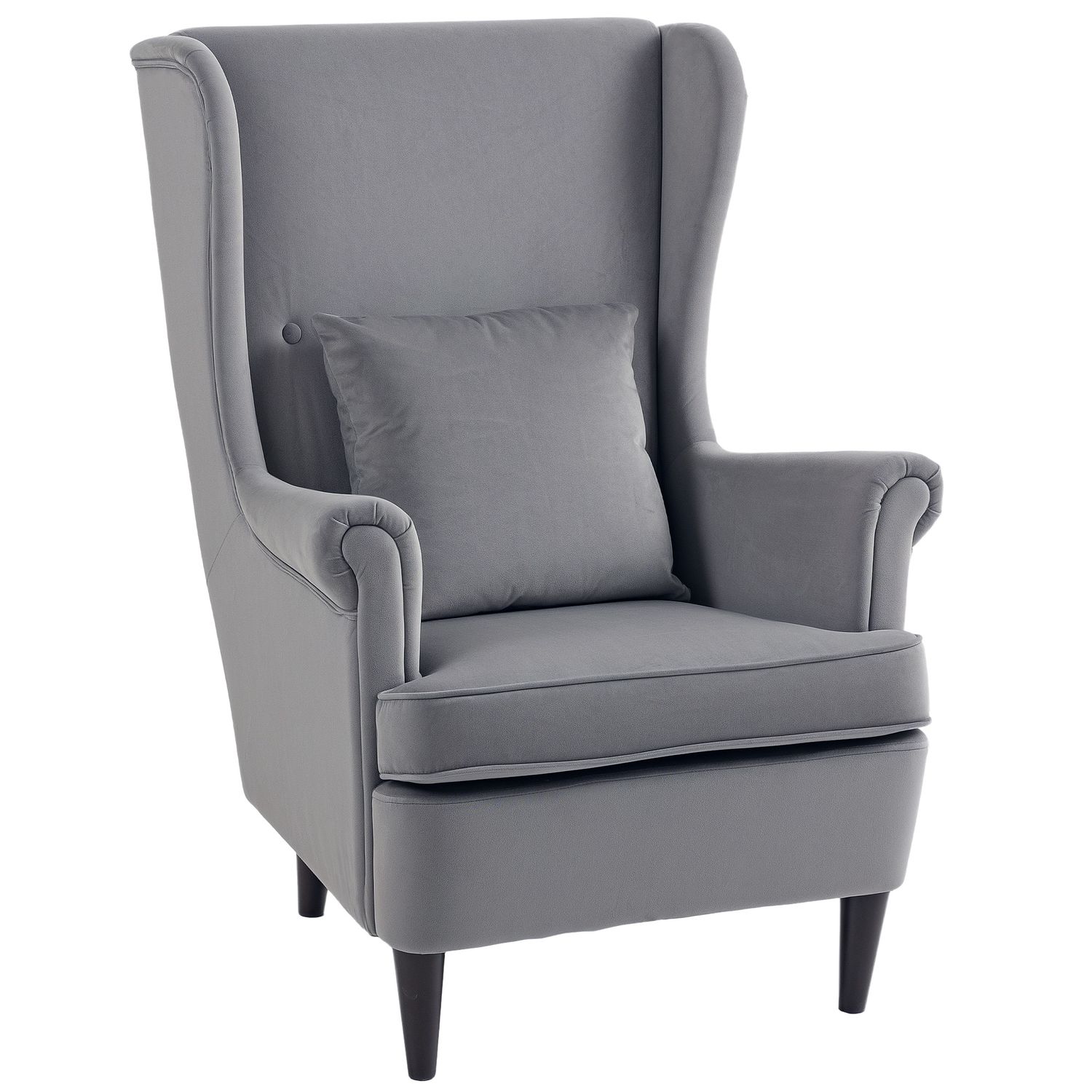 HOMCOM Wingback Chair Modern Accent Chair for Living Room Bedroom Grey