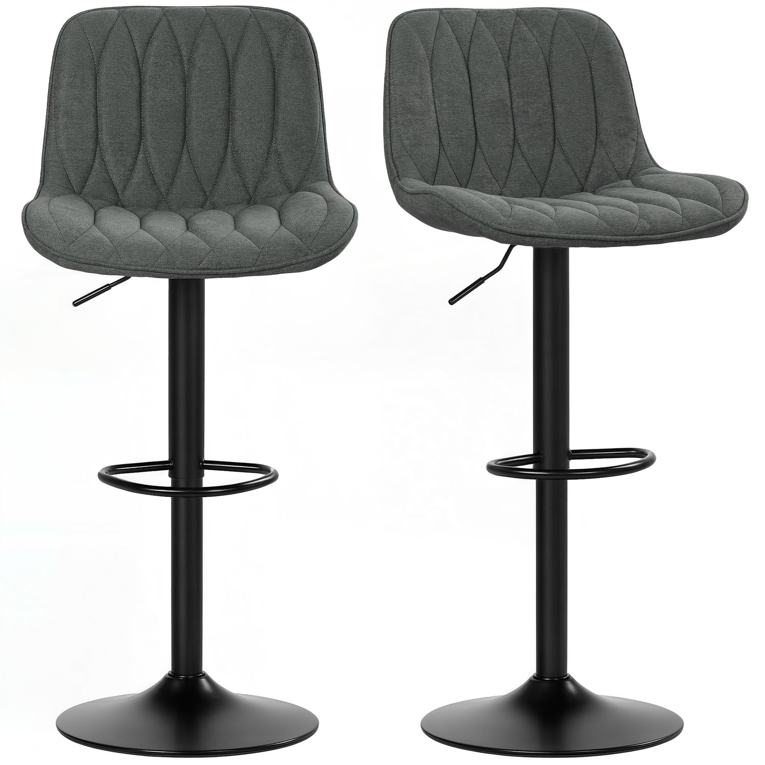 HOMCOM Bar Stools Set of 2 Modern Armless Bar Chairs Charcoal Grey