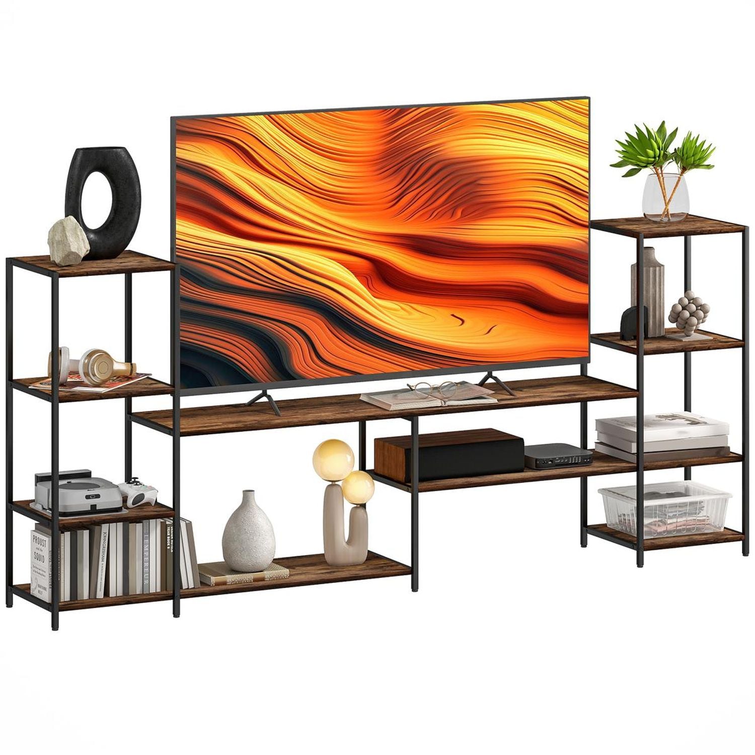 HOMCOM TV Unit for TVs Up to 60 Inches Industrial TV Stand with Shelves