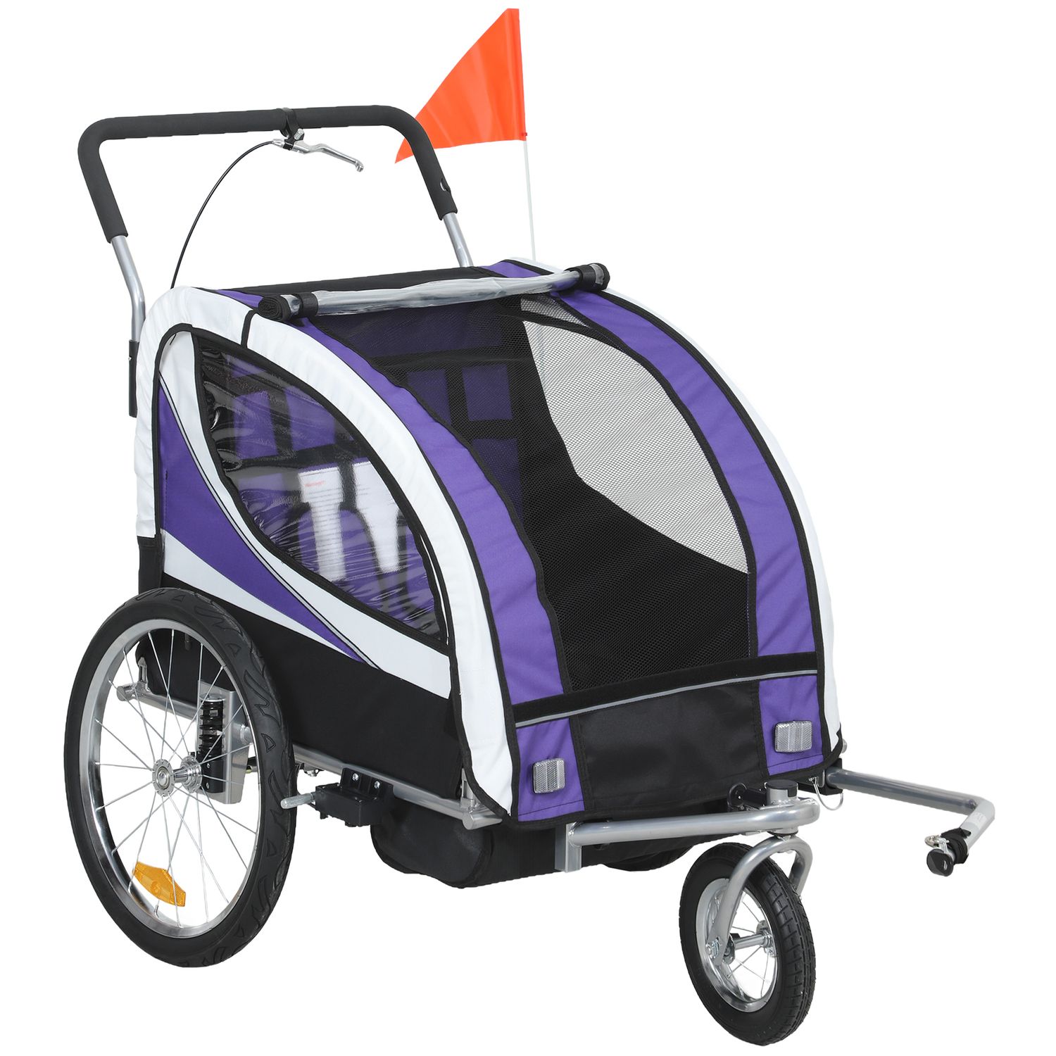 HOMCOM 2 Seat Child Bike Trailer Baby Bicycle Trailer for 2 Kids Purple