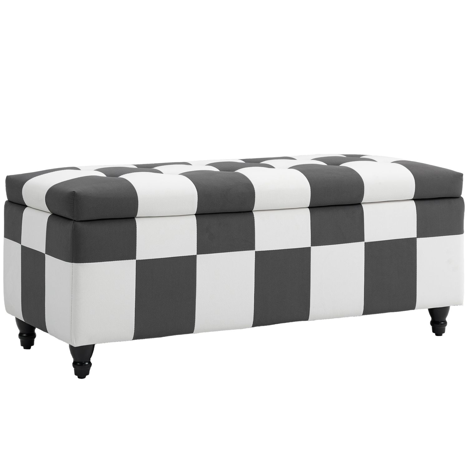 HOMCOM 114 x 47 x 47cm Velvet Storage Ottoman Button-tufted Footstool Box