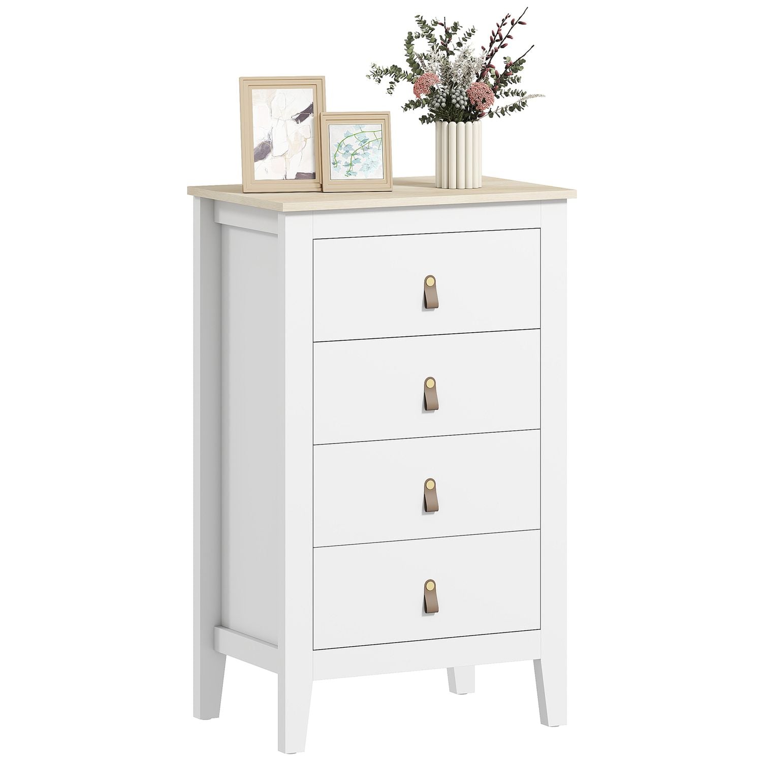 HOMCOM Bedroom Chest of Drawers Modern 4 Drawer Dresser White