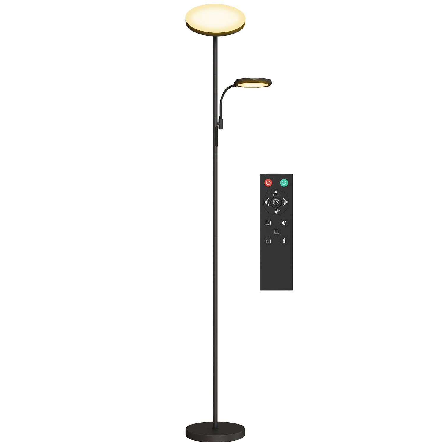 HOMCOM Floor Lamp for Living Room Standing Lamp with 4 Scene Modes Black