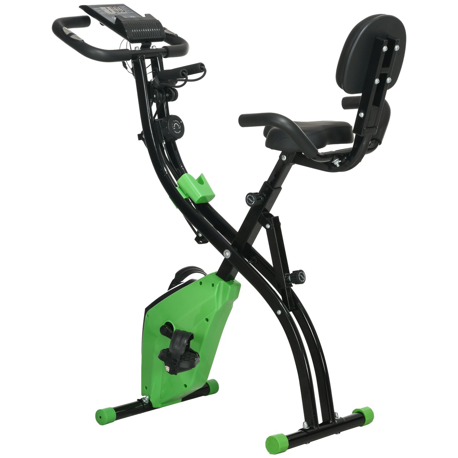 HOMCOM 2-In-1 Folding Exercise Bike with 8-Level Magnetic Resistance Green