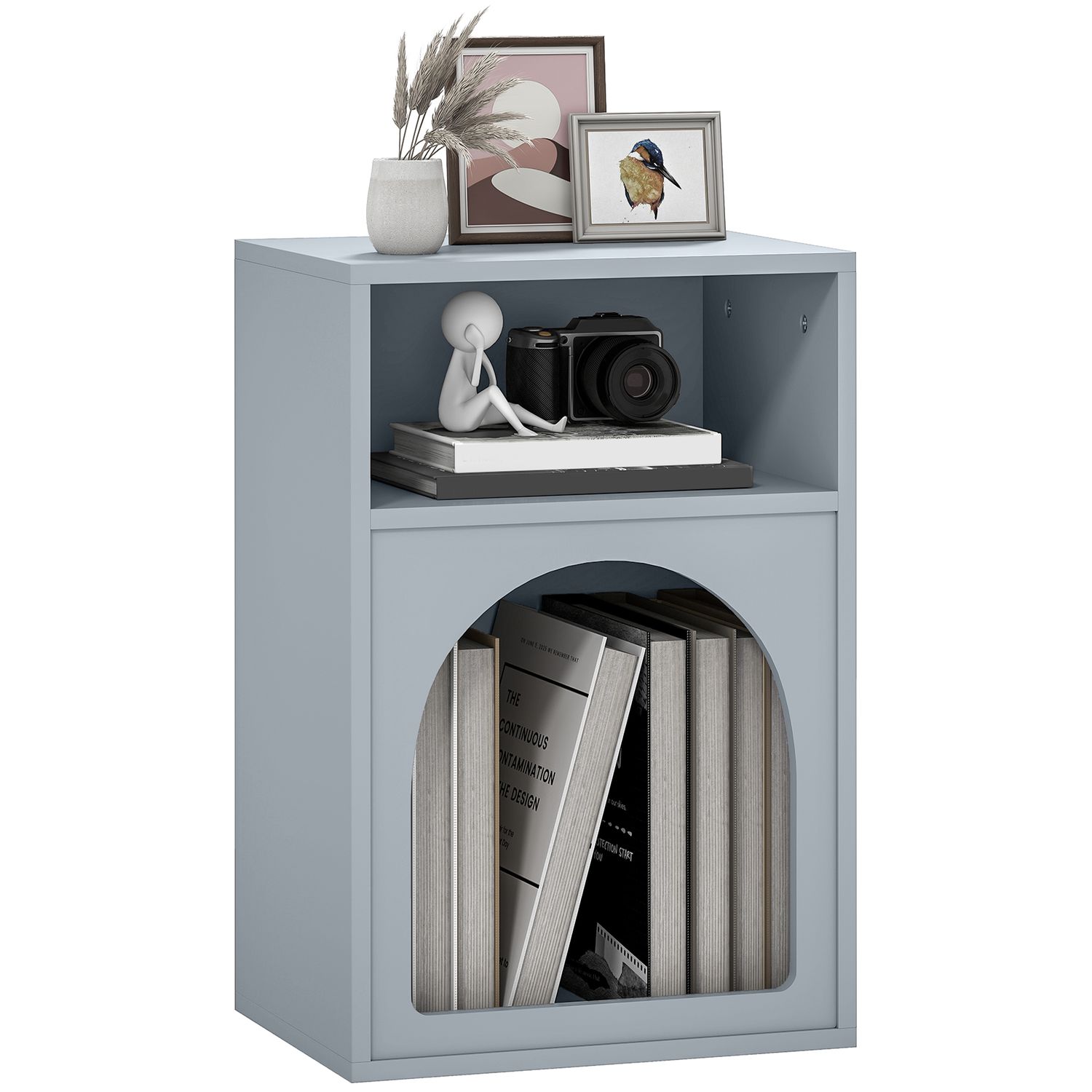 HOMCOM Bedside Table Modern Bedside Cabinet for Bedroom Grey