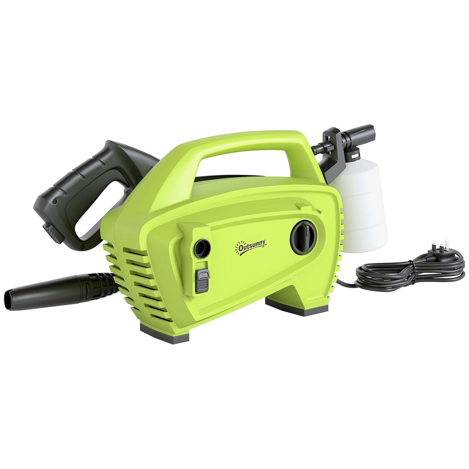 Outsunny 1600W Power Washer 130 Bar Pressure Washer 6M Hose Nozzle Green