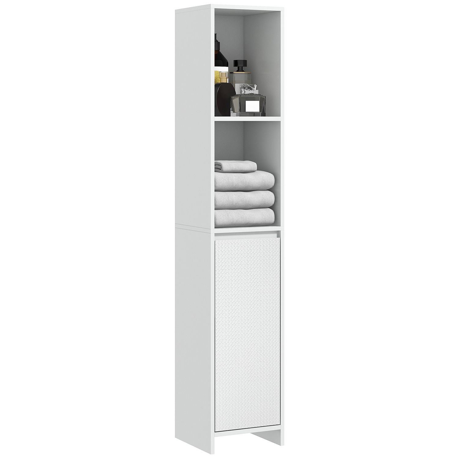 HOMCOM Narrow Bathroom Cabinet Slim Bathroom Cupboard White