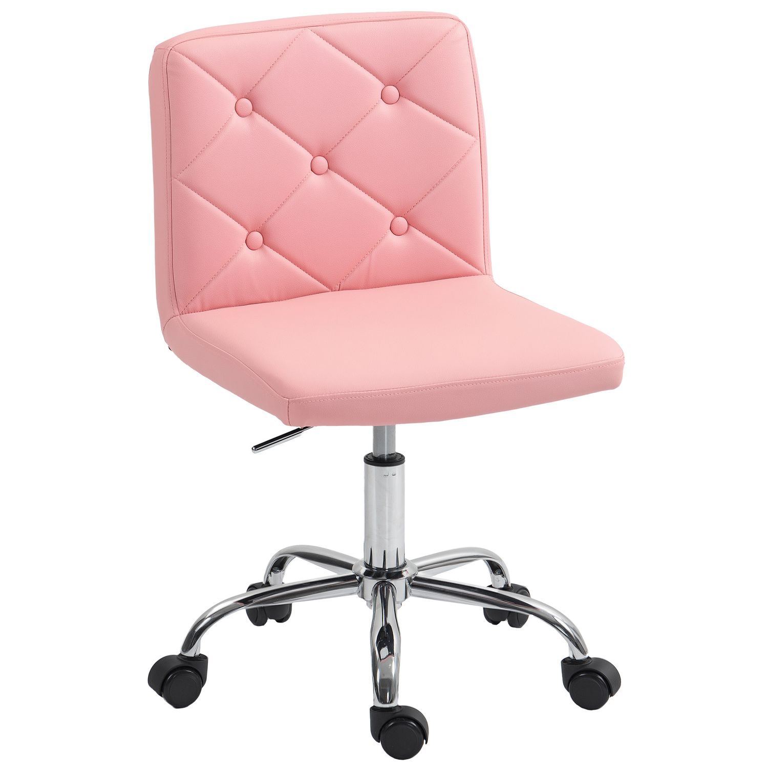 HOMCOM Modern Vanity Computer Desk Chair with Rolling Wheels Pink