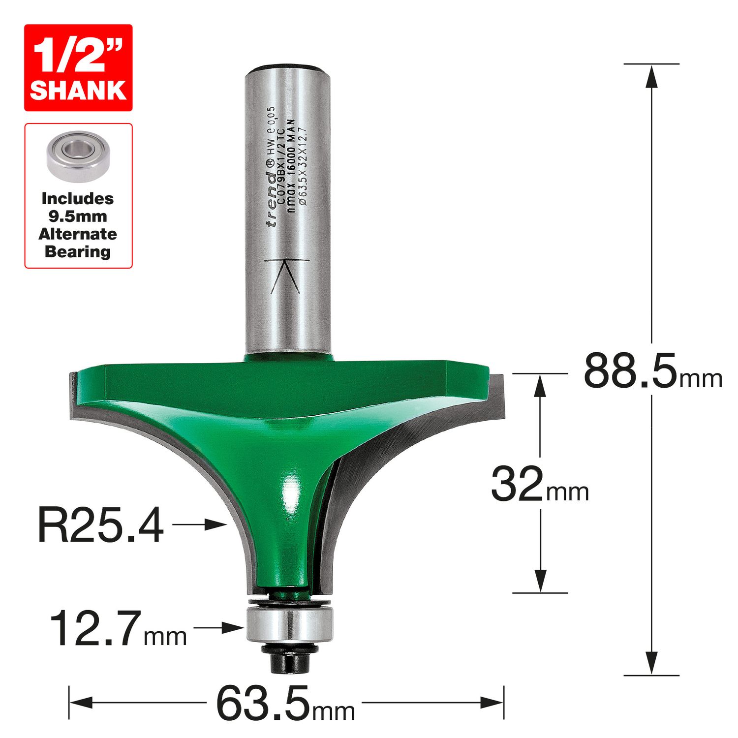 Trend Rounding over 25.4mm Radius x 32mm Cut - C079BX1/2TC