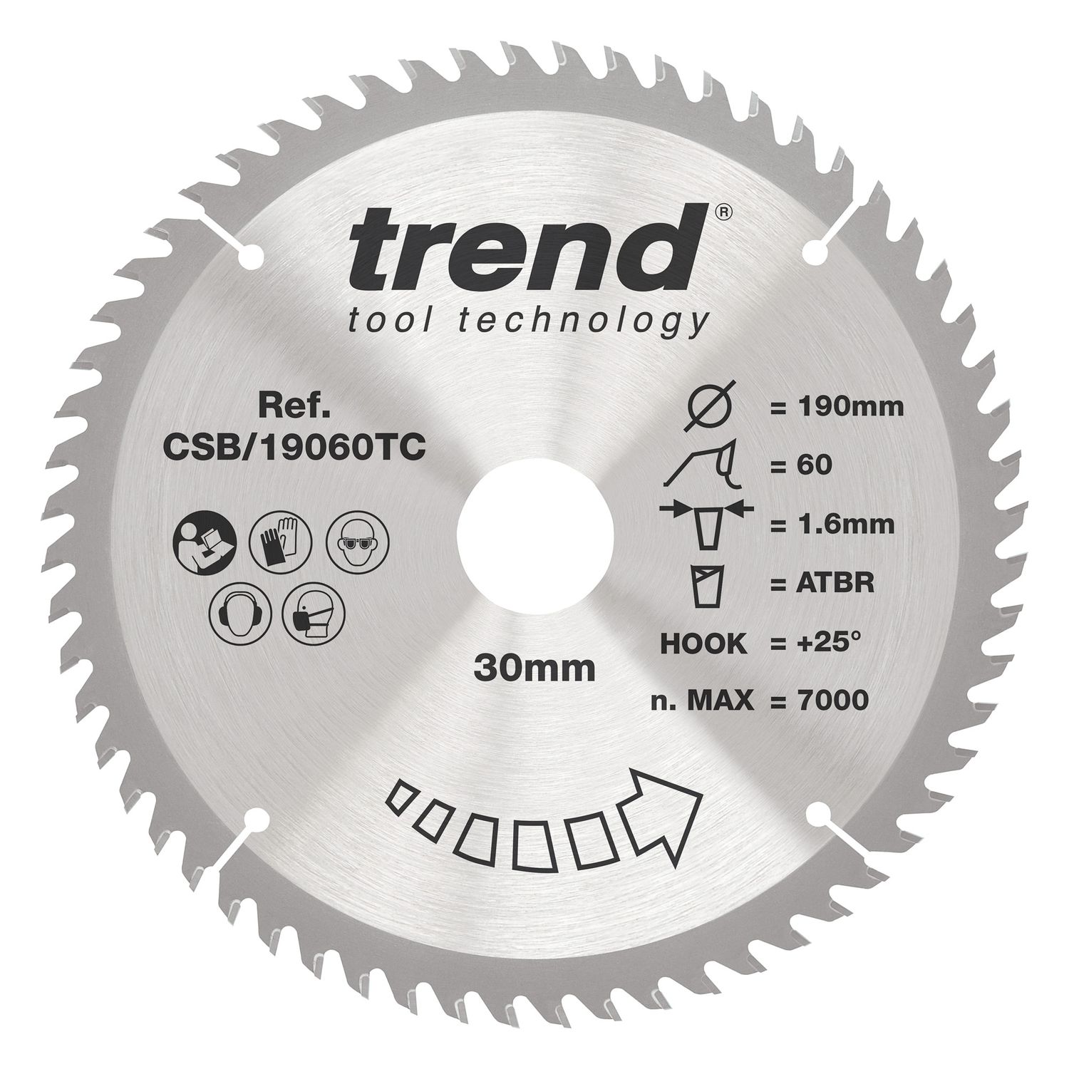 Trend Wood Cordless Atbr Circular Saw Blade 190mm x 30mm x 60T