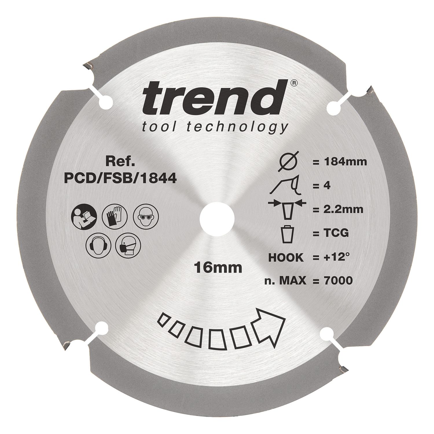 Trend PCD Fibre Cement Circular Saw Blade 184mm x 20mm x 4T - PCD/FSB/1844