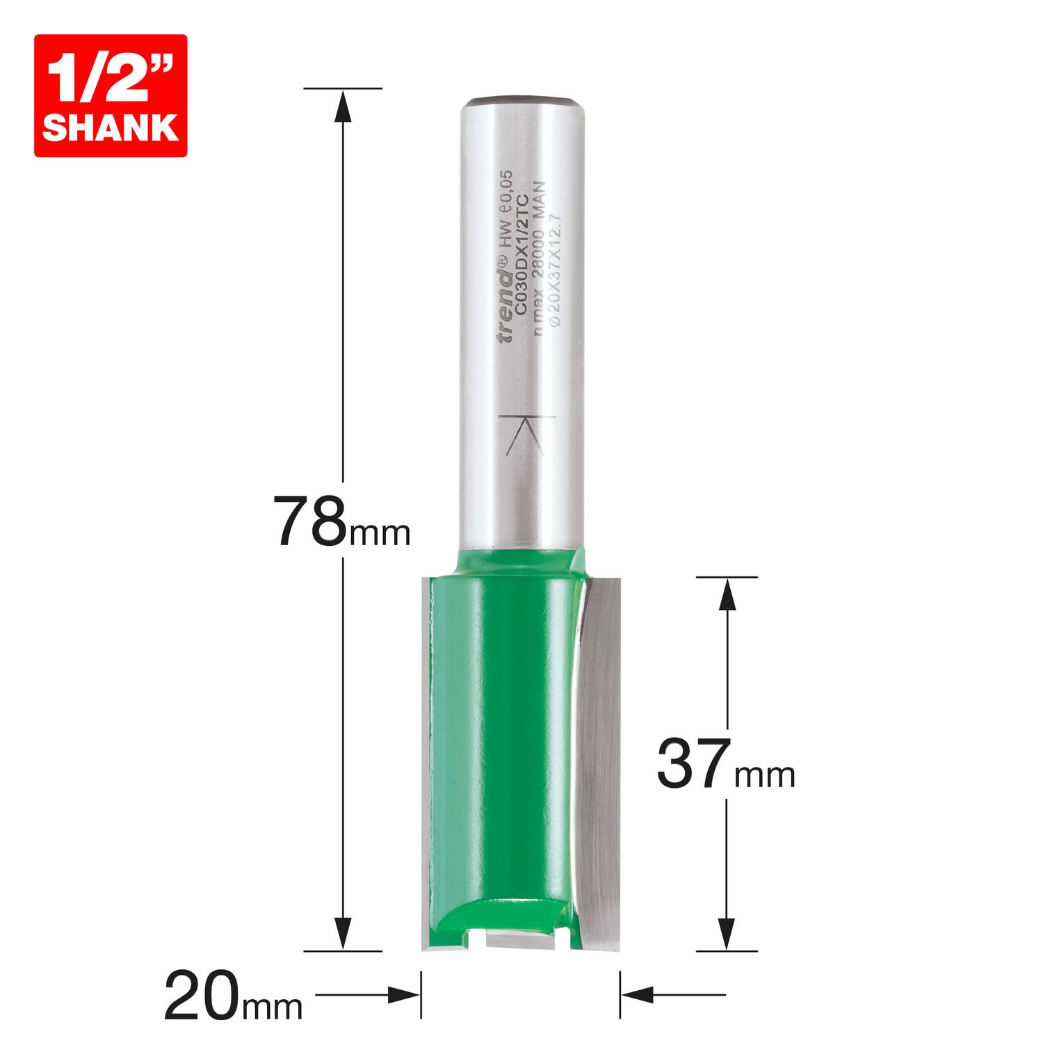 Trend Two Flute Cutter 20.0mm Diameter - C030DX1/2TC