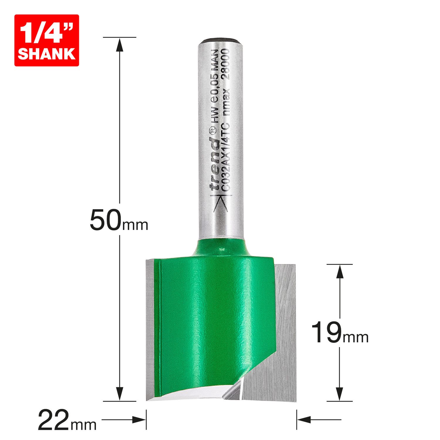 Trend Two Flute Cutter 22mm Diameter - C032AX1/4TC