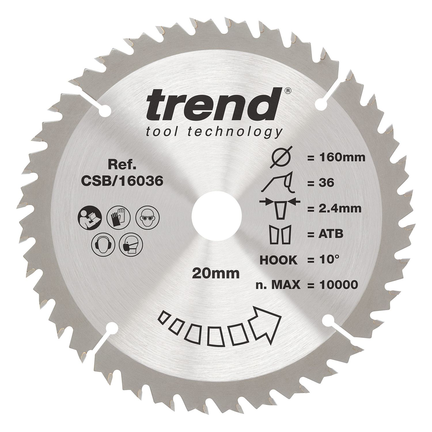 Trend Wood Circular Saw Blade 160mm x 20mm x 36T - CSB/16036