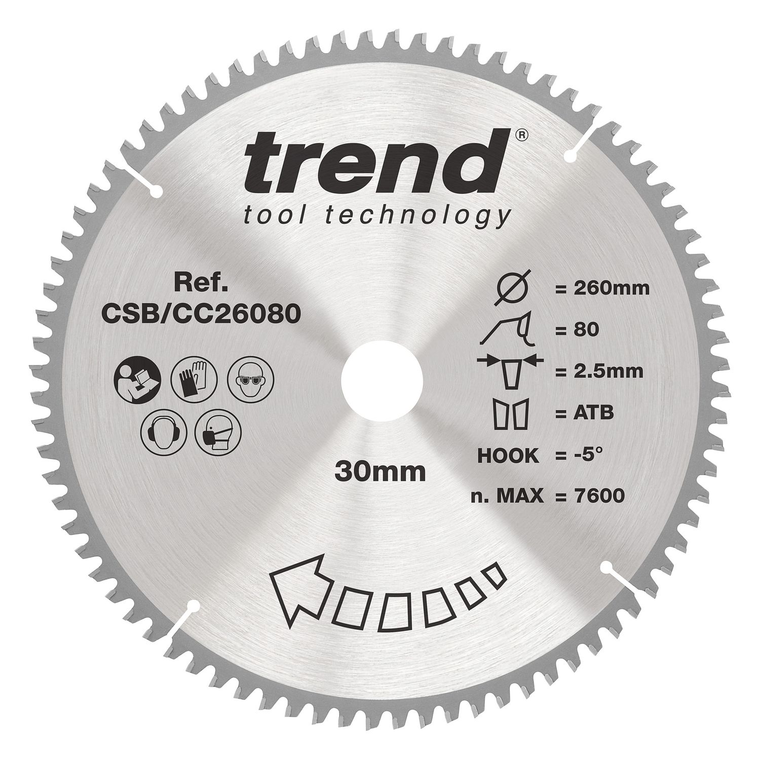 Trend Wood Mitre Saw Blade 260mm x 30mm x 80T