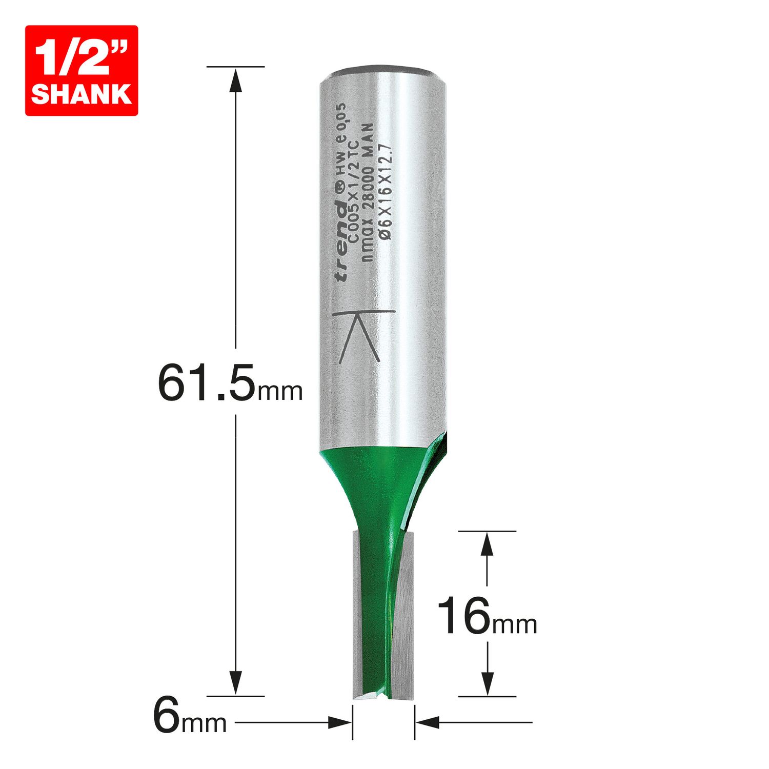 Trend Two Flute Cutter 6mm Diameter - C005X1/2TC
