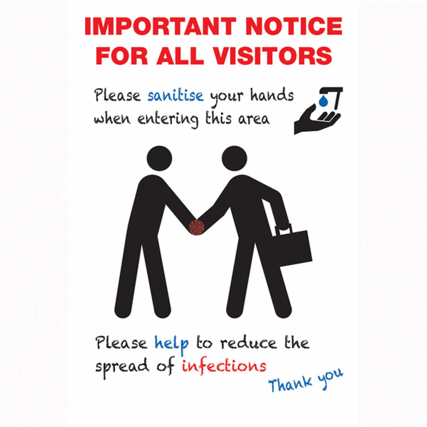 Brady A3 Important Notice for All Visitors - Repositionable Vinyl
