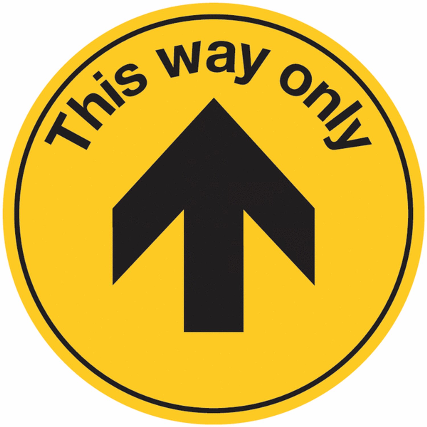Brady 450mm Dia This Way Only Yellow Anti-Slip Floor Sign