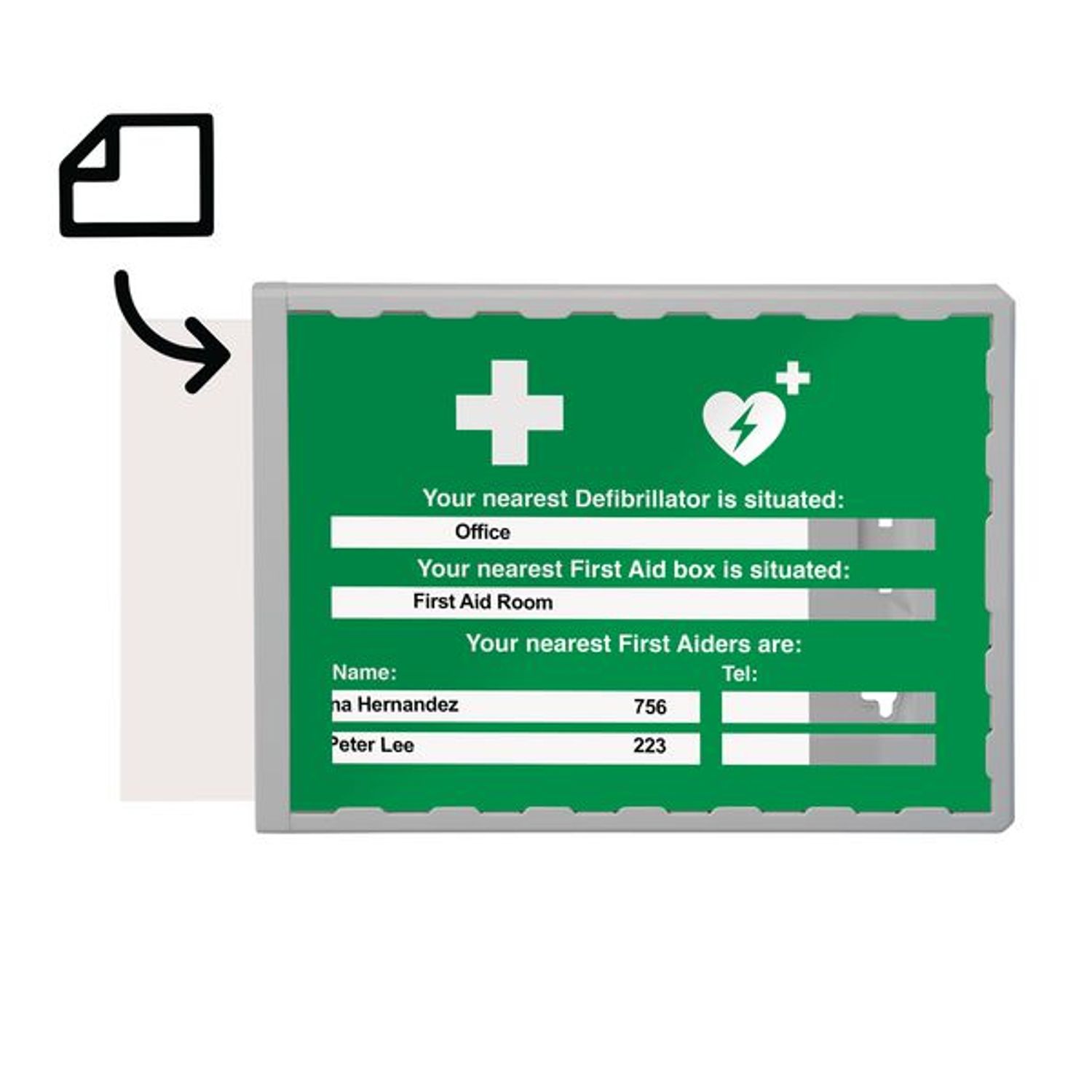 Brady 245 x 325mm Your Nearest Defib is Situated Update Sign