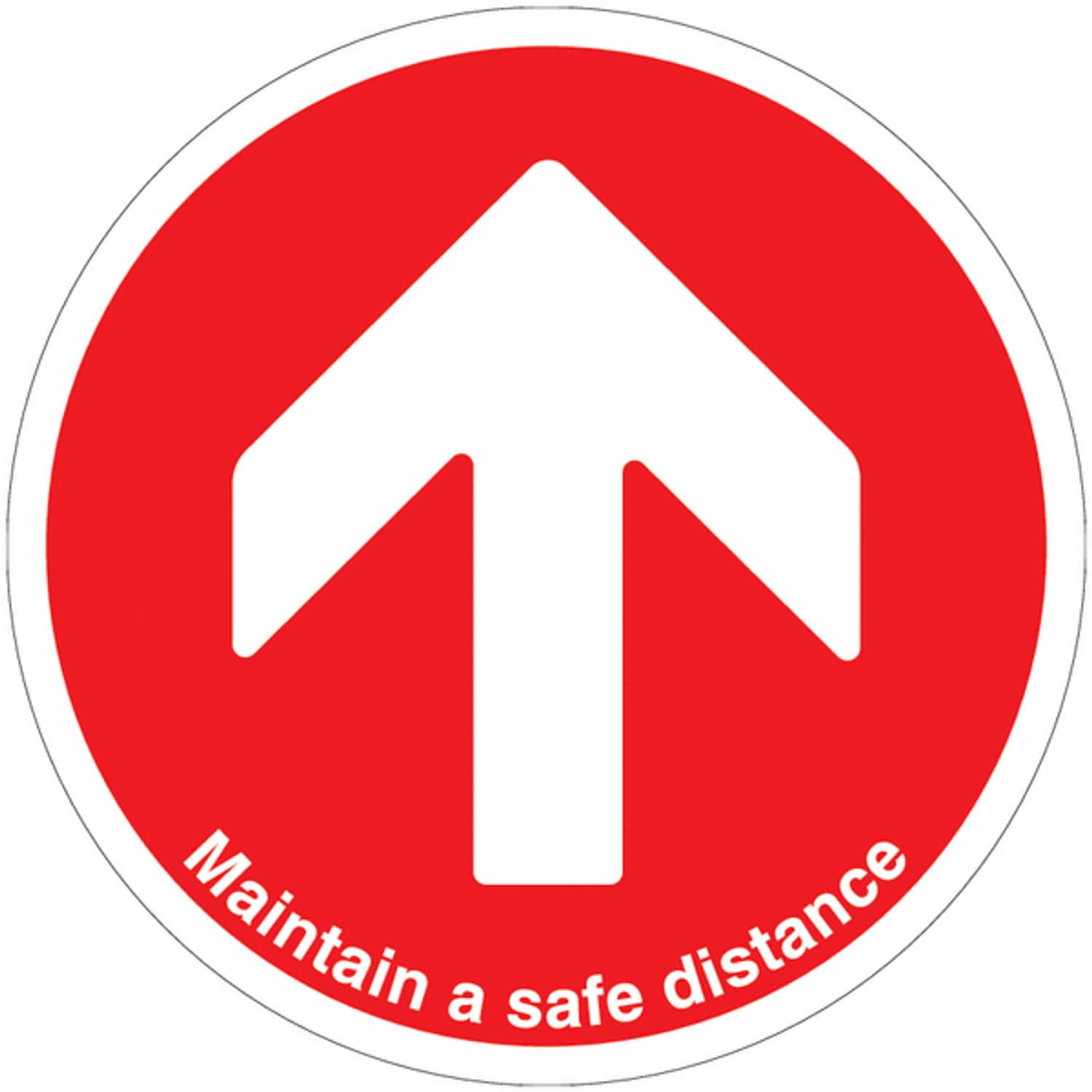 Brady 450mm Dia Maintain Safe Distance Arrow Red Anti-Slip Floor Sign