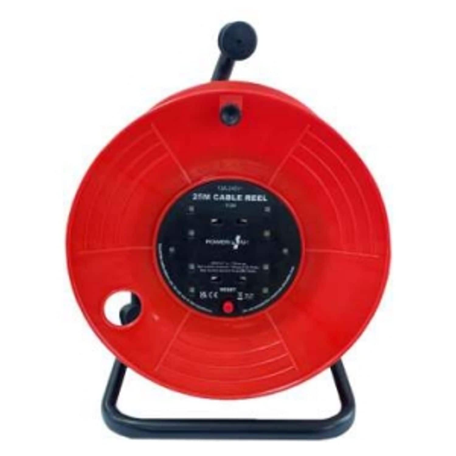 POWERPLUS 13A 25 Metre Cable Extension Lead Reel With 4 Socket Outlets