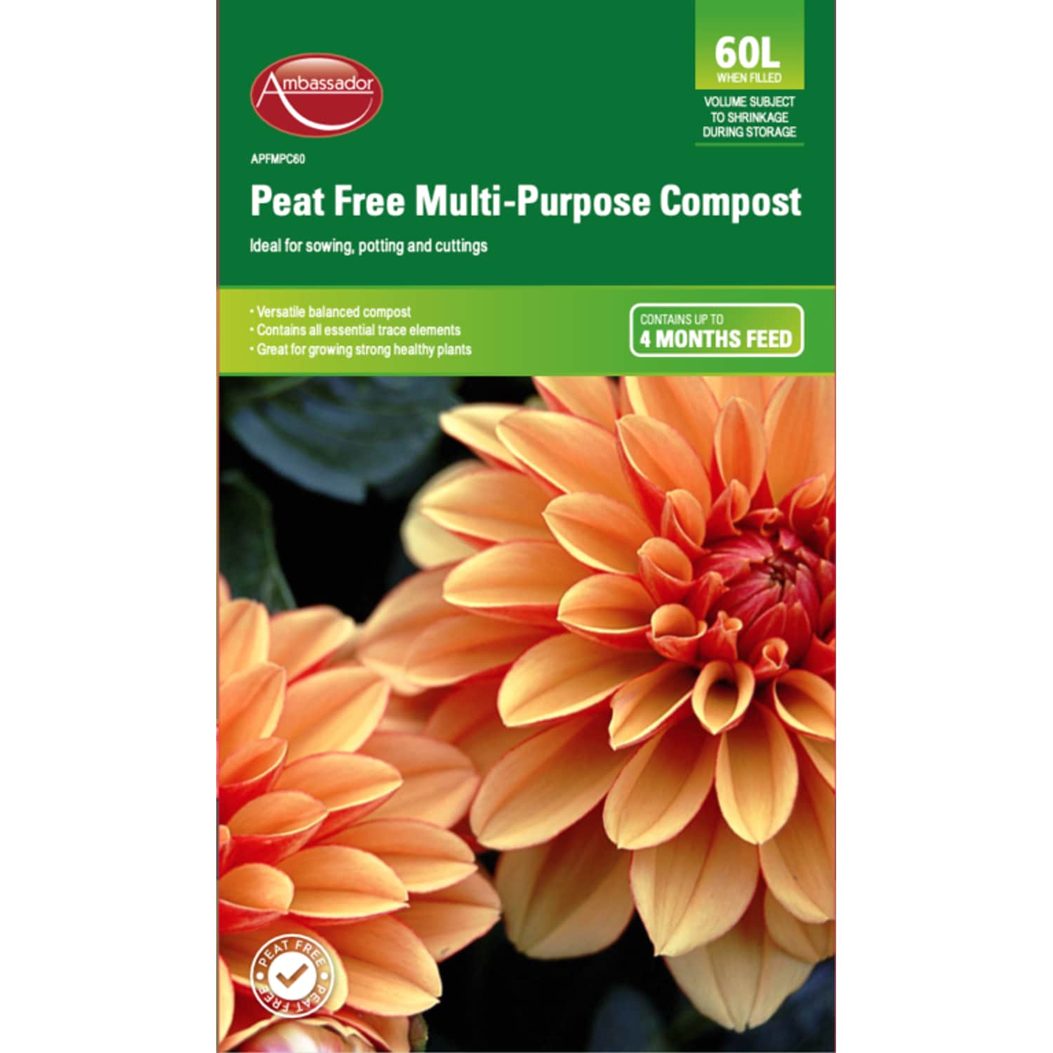 Ambassador Peat Free Multi-Purpose Compost 60 Litre