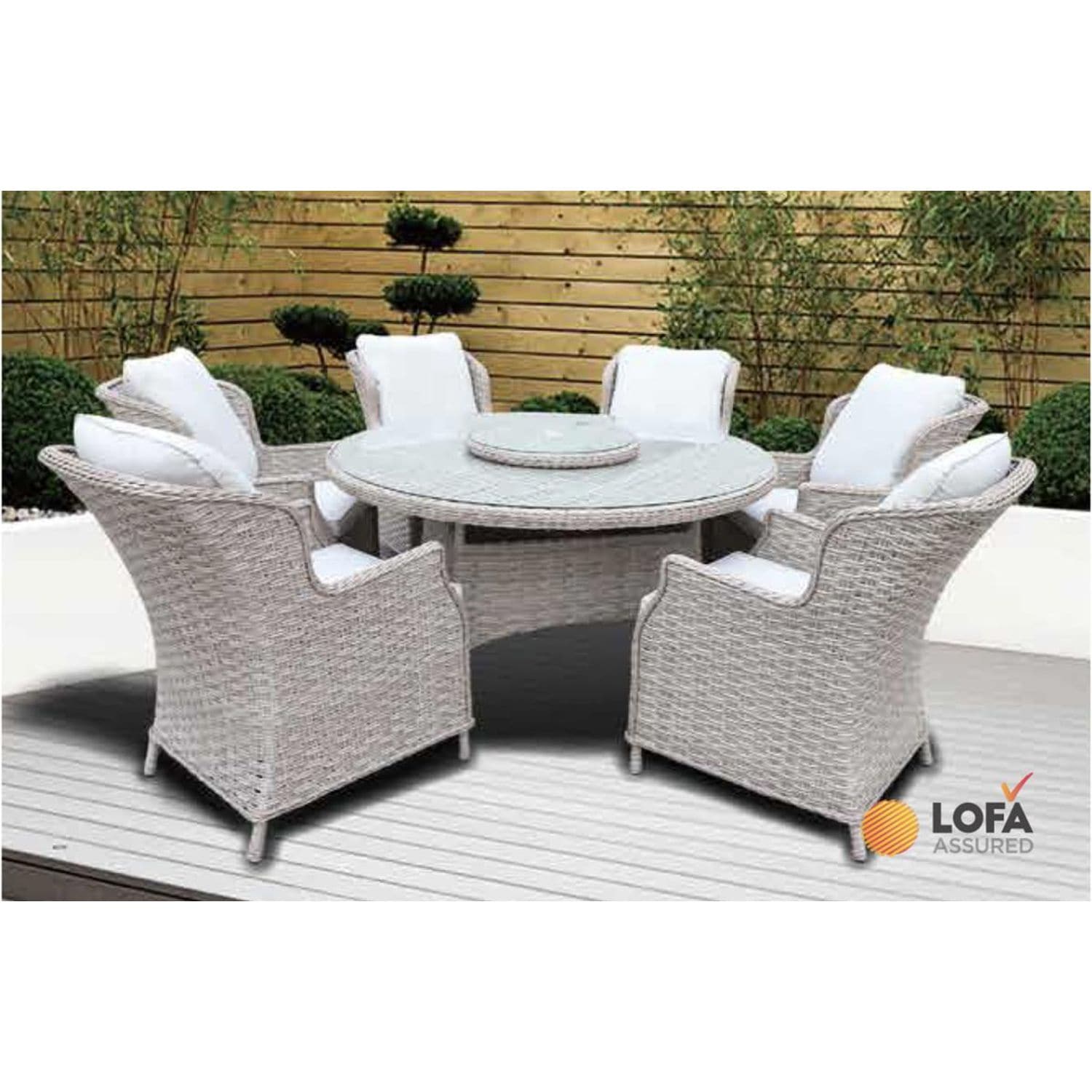 Pagoda Chambery Beige Deluxe Set with Lazy Susan 6 Seat