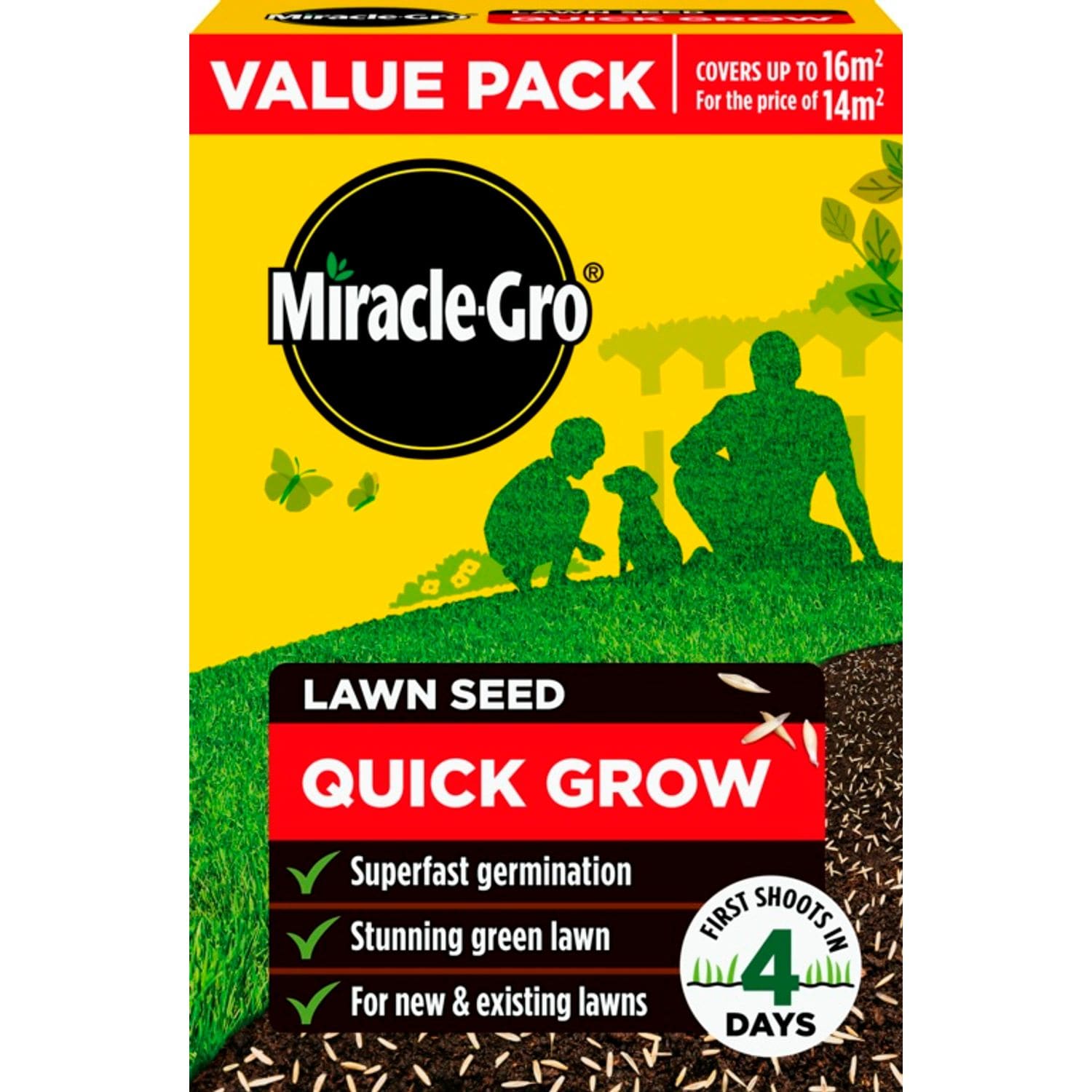 Miracle-Gro Quick Grow Lawn Seed 16m2 Value Pack