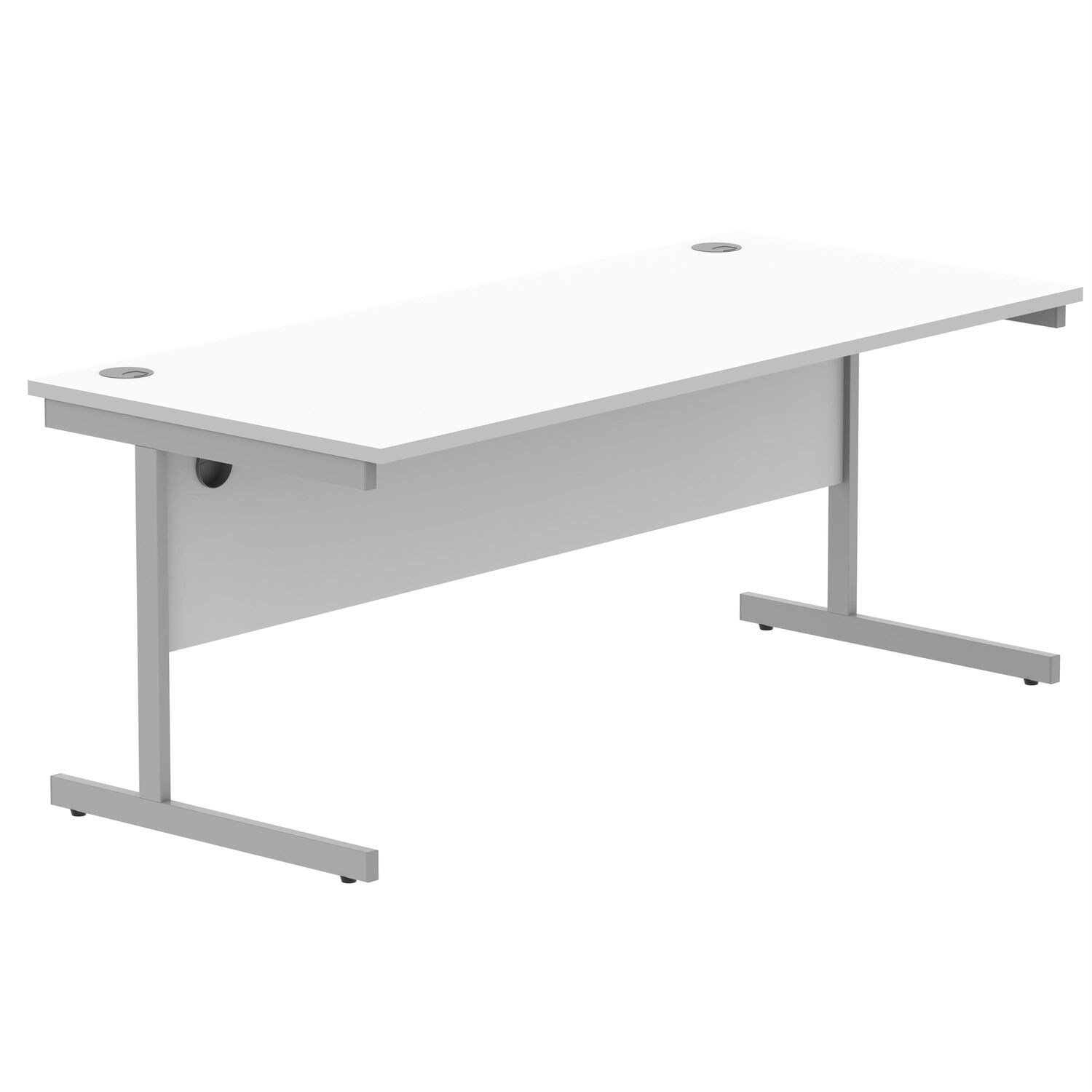 ASTIN Rectangular Single Upright Cantilever Desk - 1800x800x730mm White/Silver