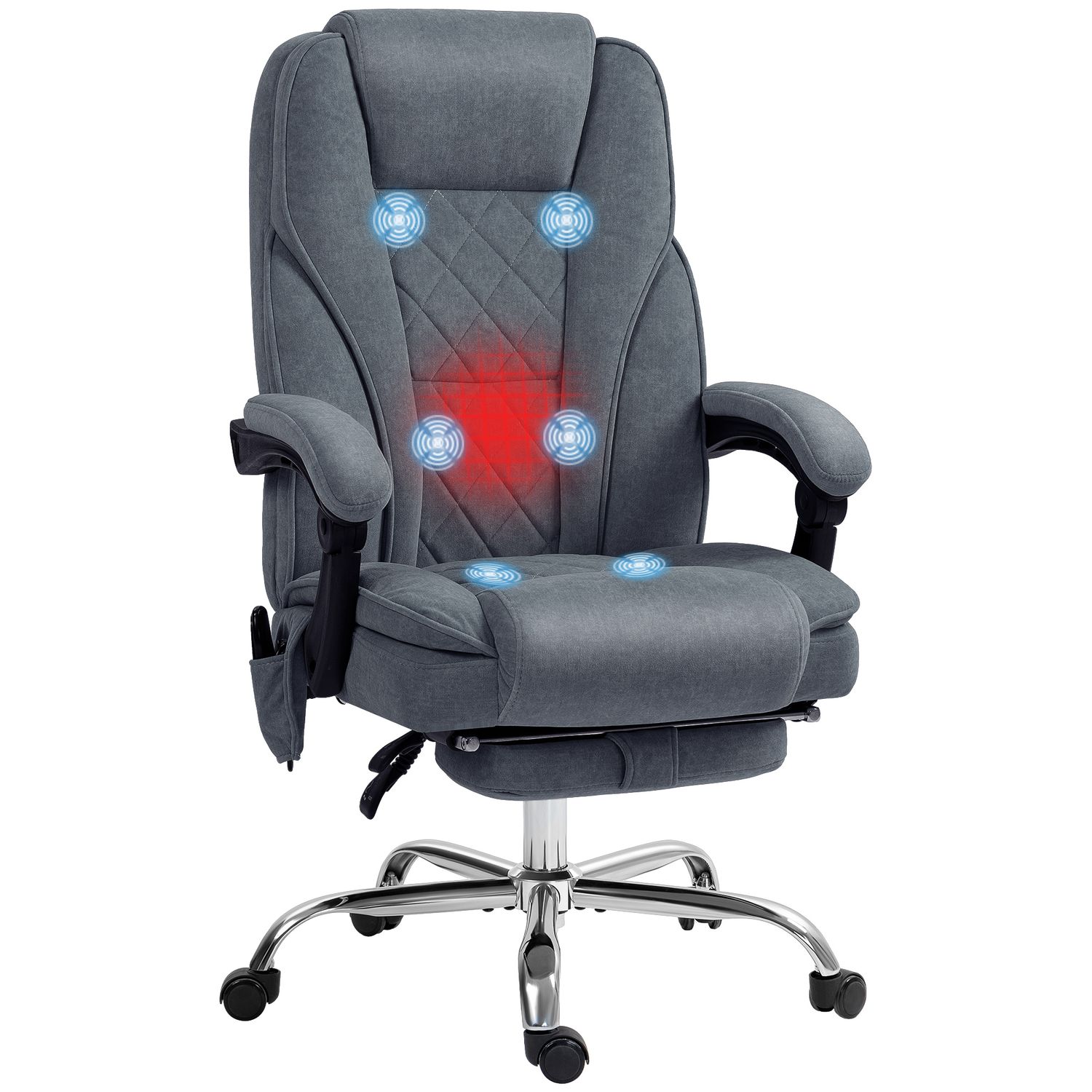 Vinsetto Massage Office Chair, Heated Reclining Desk Chair - Dark Grey
