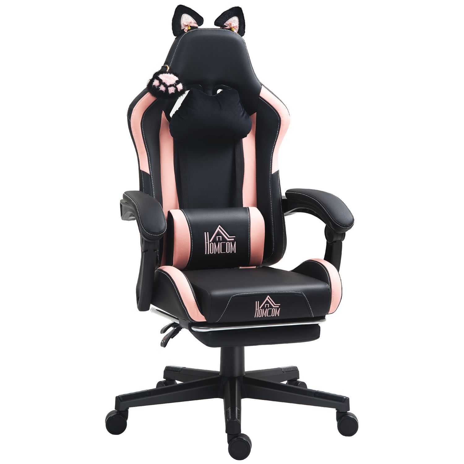 HOMCOM Gaming Chair with Footrest, Reclining Computer Chair - Black