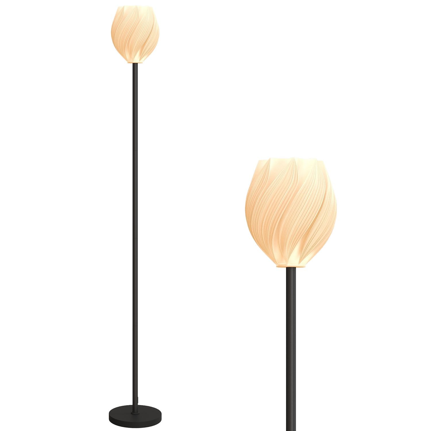 HOMCOM 3D Printed Standing Lamp with Rose Shade, 3 Colour Temperature - White