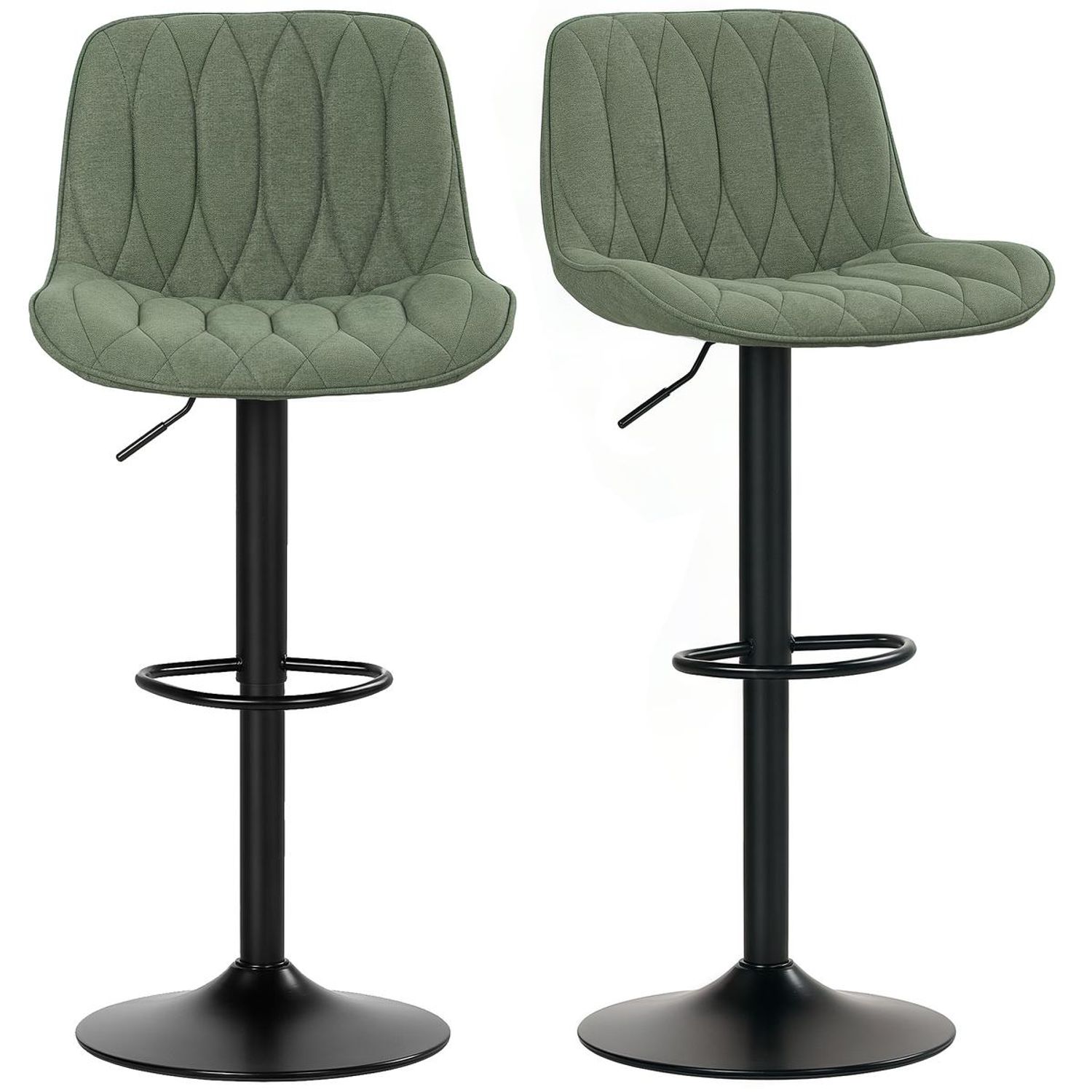 HOMCOM Bar Stools Set of 2 Modern Armless Bar Chairs - Green