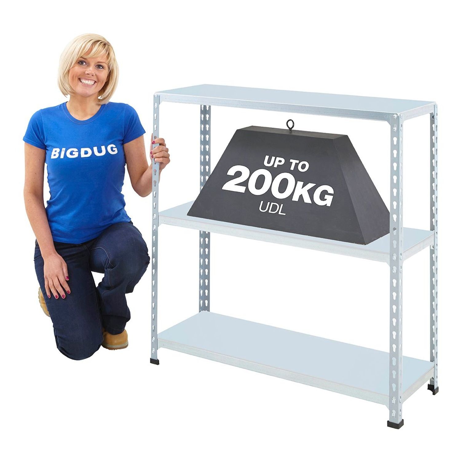 BIGDUG BiG200 Steel Shelving Steel Shelves 915h x 915w x 305d mm 3 Levels 200Kg