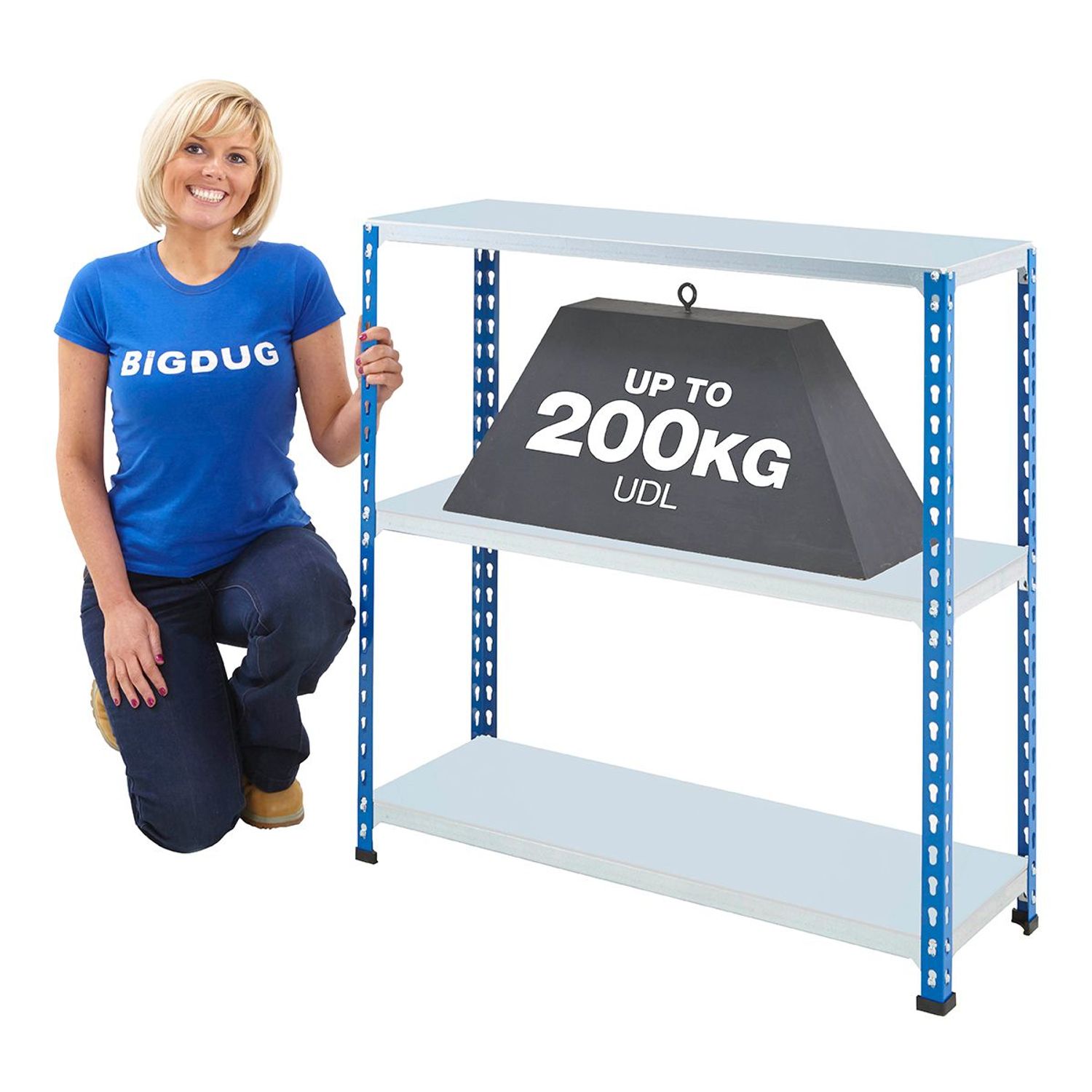 BIGDUG BiG200 Steel Shelving Steel Shelves 915h x 1220w x 610d mm 3 Levels 140Kg
