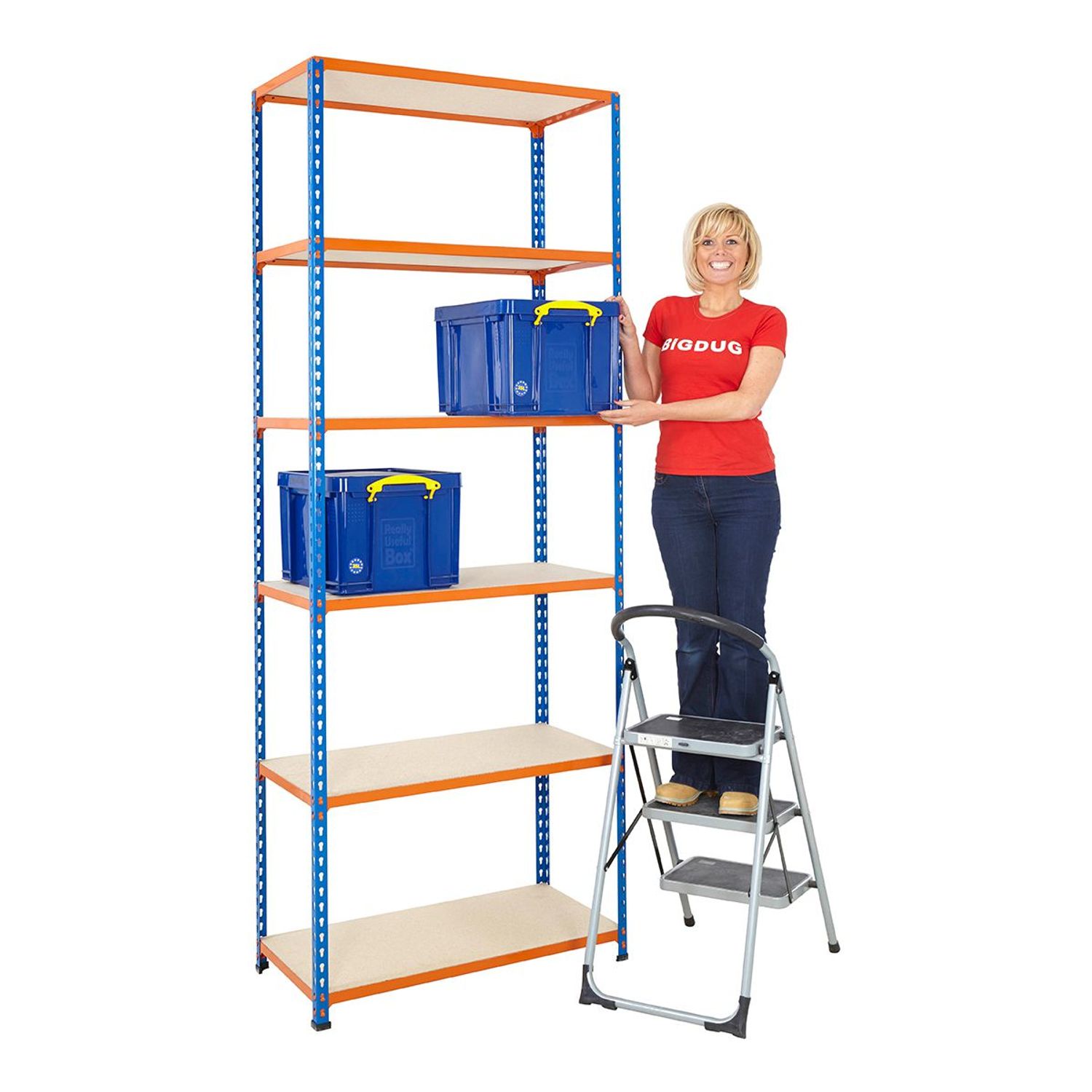 BIGDUG BiG340 Shelving 2440h x 1525w x 305d mm 6 Levels 100Kg UDL Grey - B324150