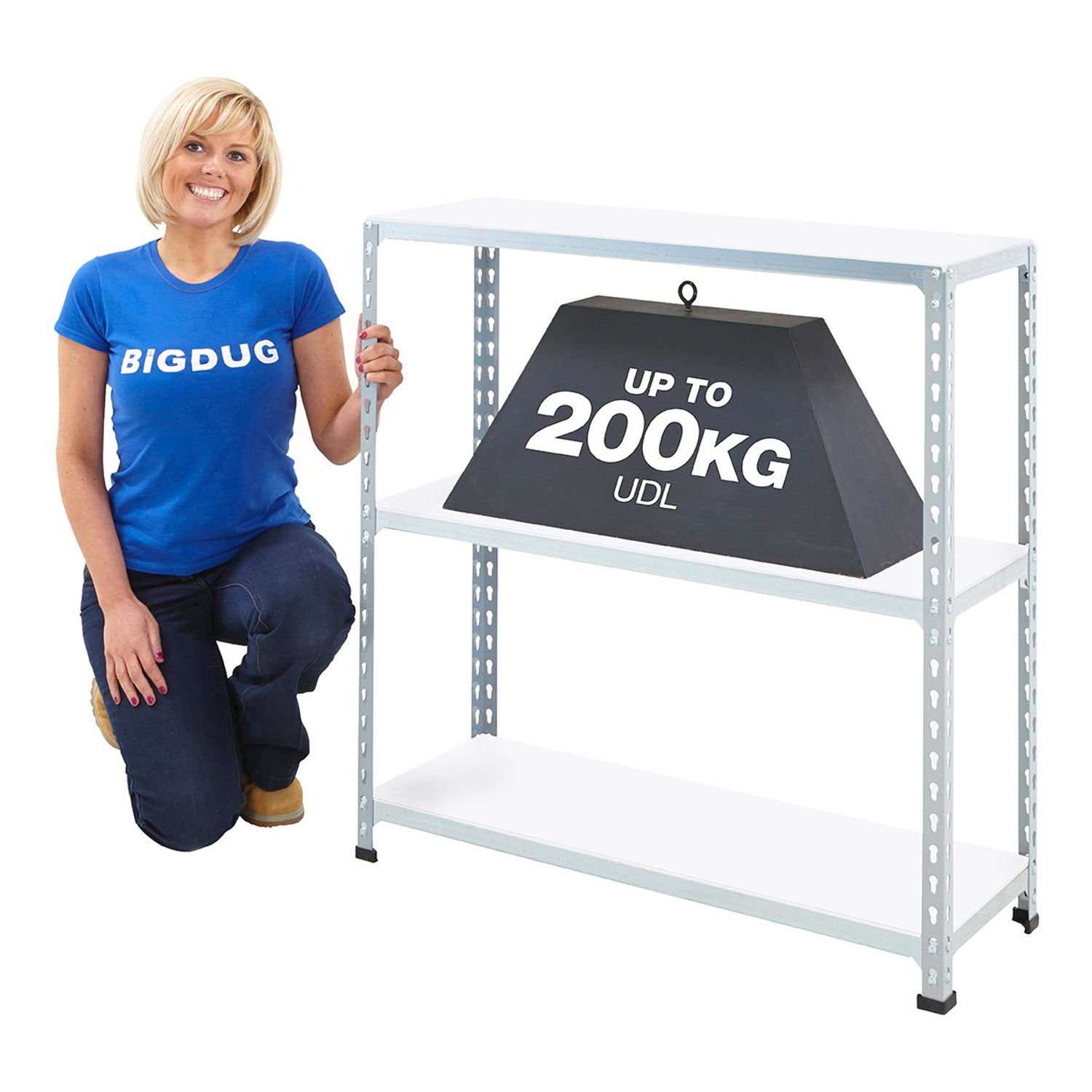 BIGDUG BiG200 Steel Shelving Melamine Shelves 915h x 1220w x 915d mm 3 Levels 80