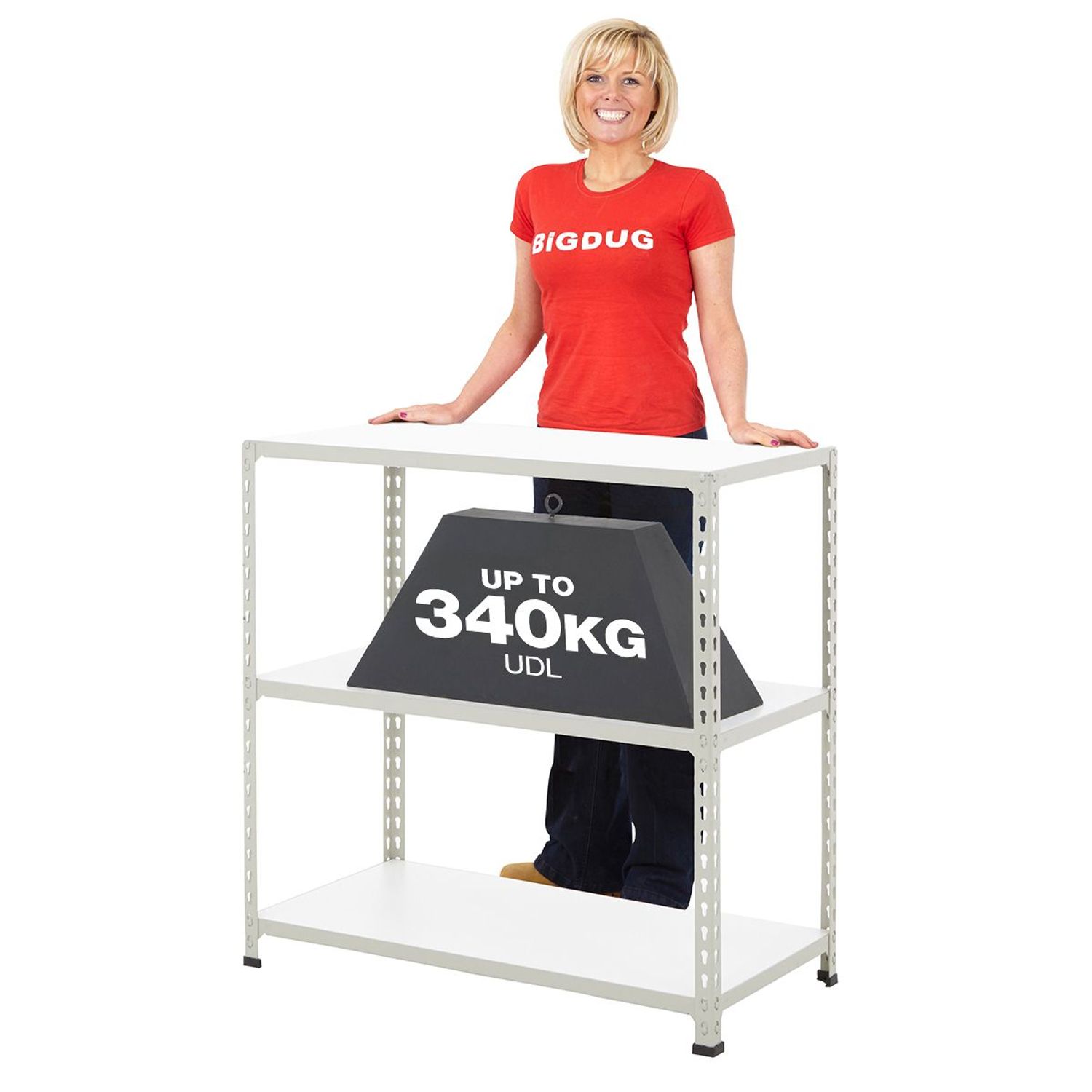 BIGDUG BiG340 Steel Shelving Melamine Shelves 915h x 915w x 305d mm 3 Levels 340