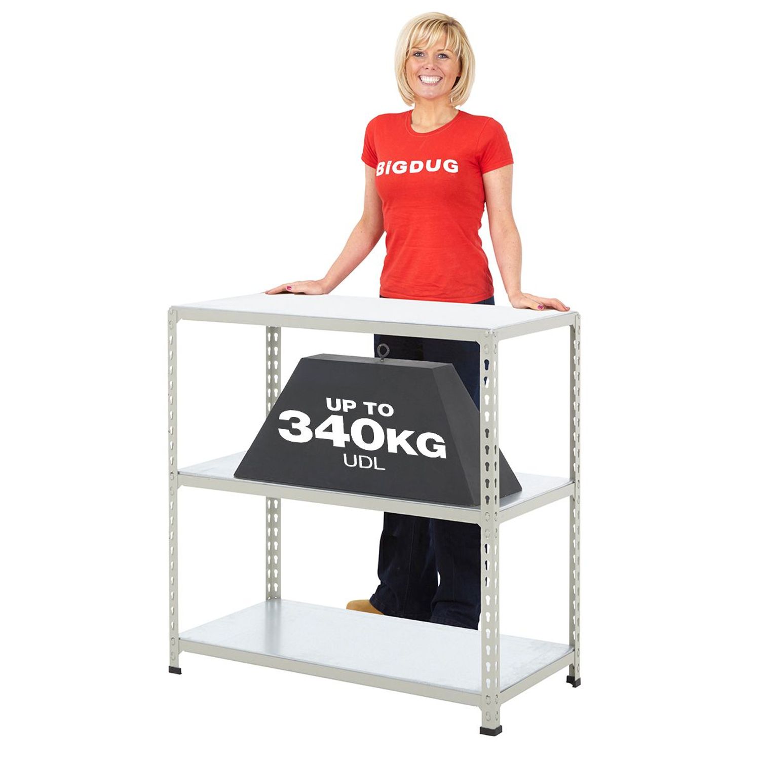 BIGDUG BiG340 Steel Shelving Steel Shelves 915h x 915w x 610d mm 3 Levels 340Kg