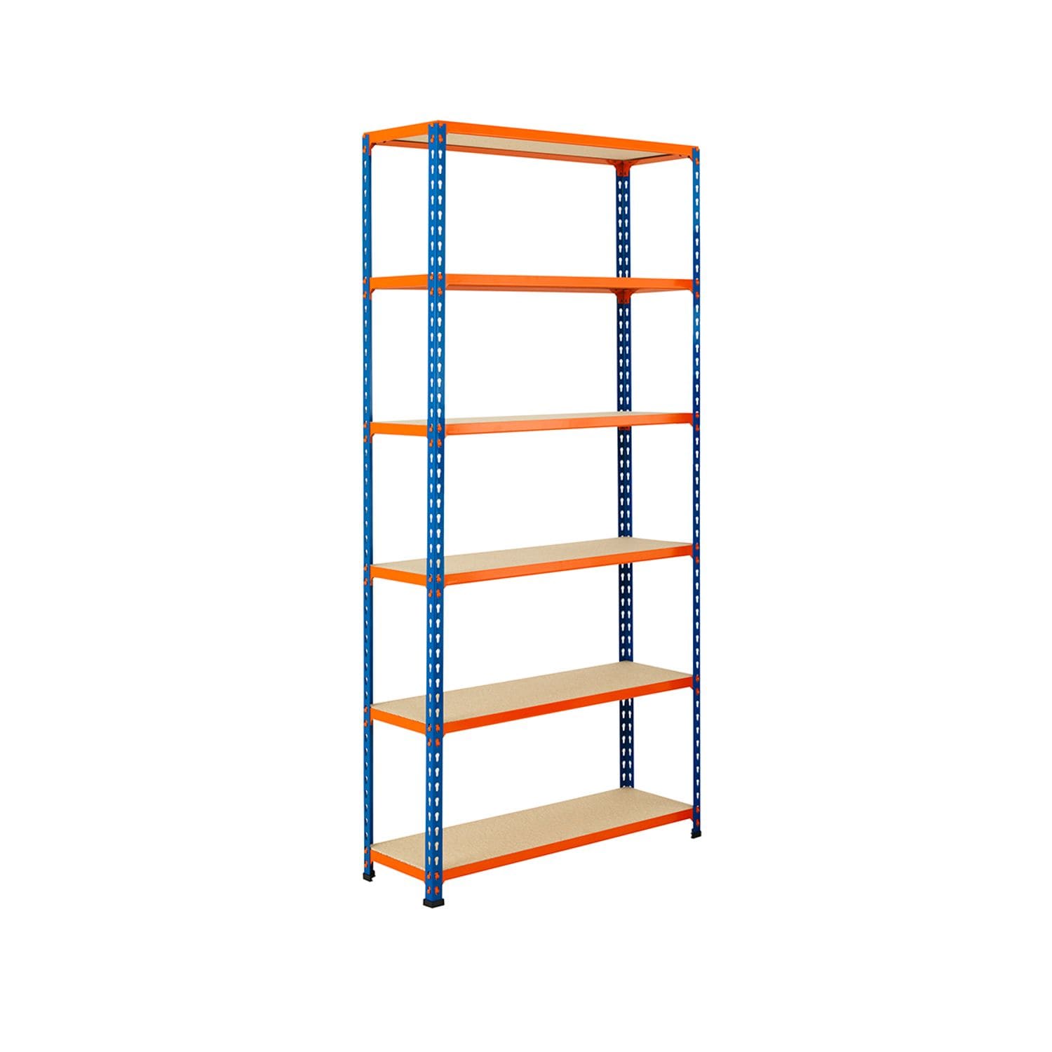 BIGDUG BiG340 Shelving 1980h x 1525w x 455d mm 6 Levels 100Kg UDL Blue & Orange