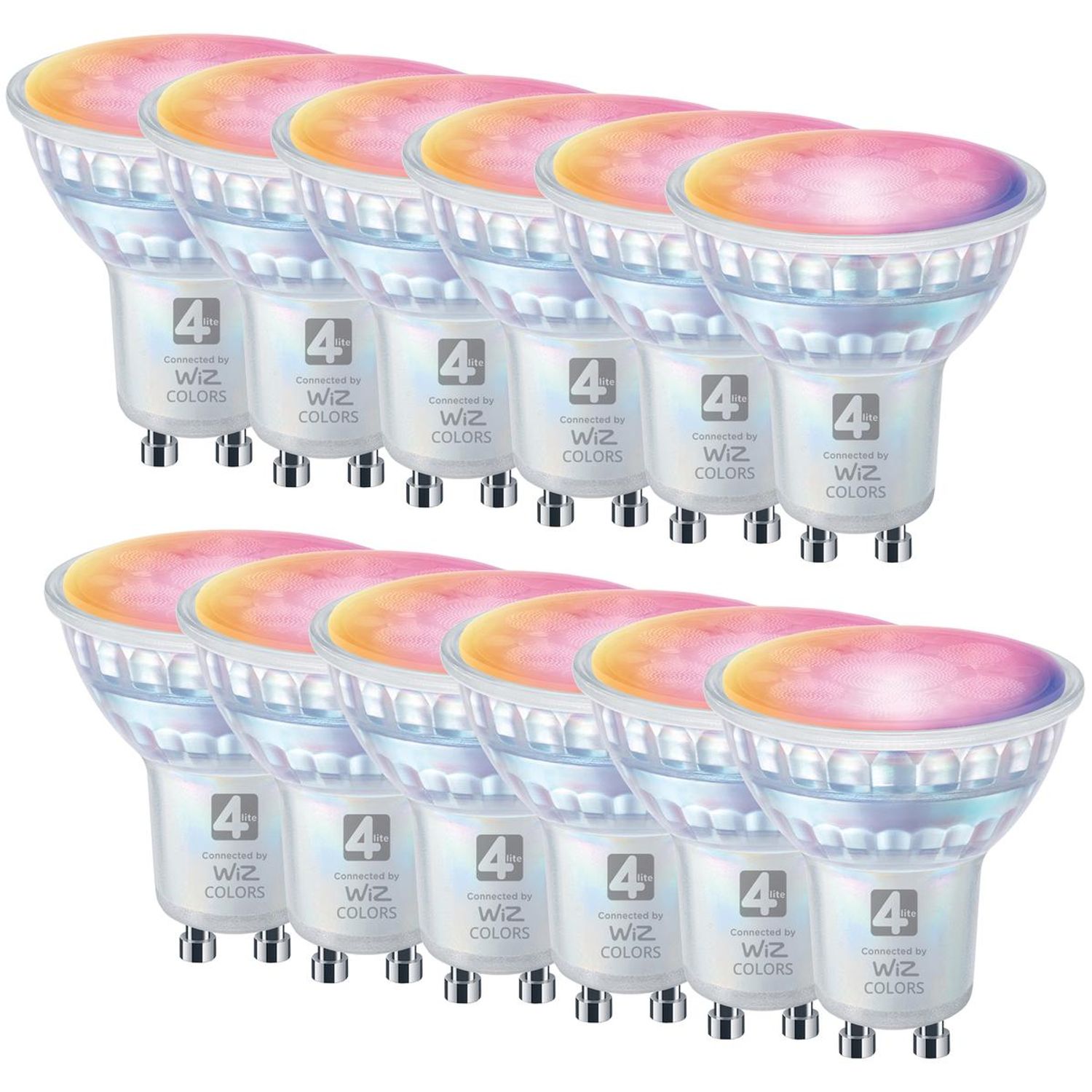 4LITE Wiz Connected Dimmable Multi-colour WiFi LED Smart Bulb - GU10 (Pack of 12