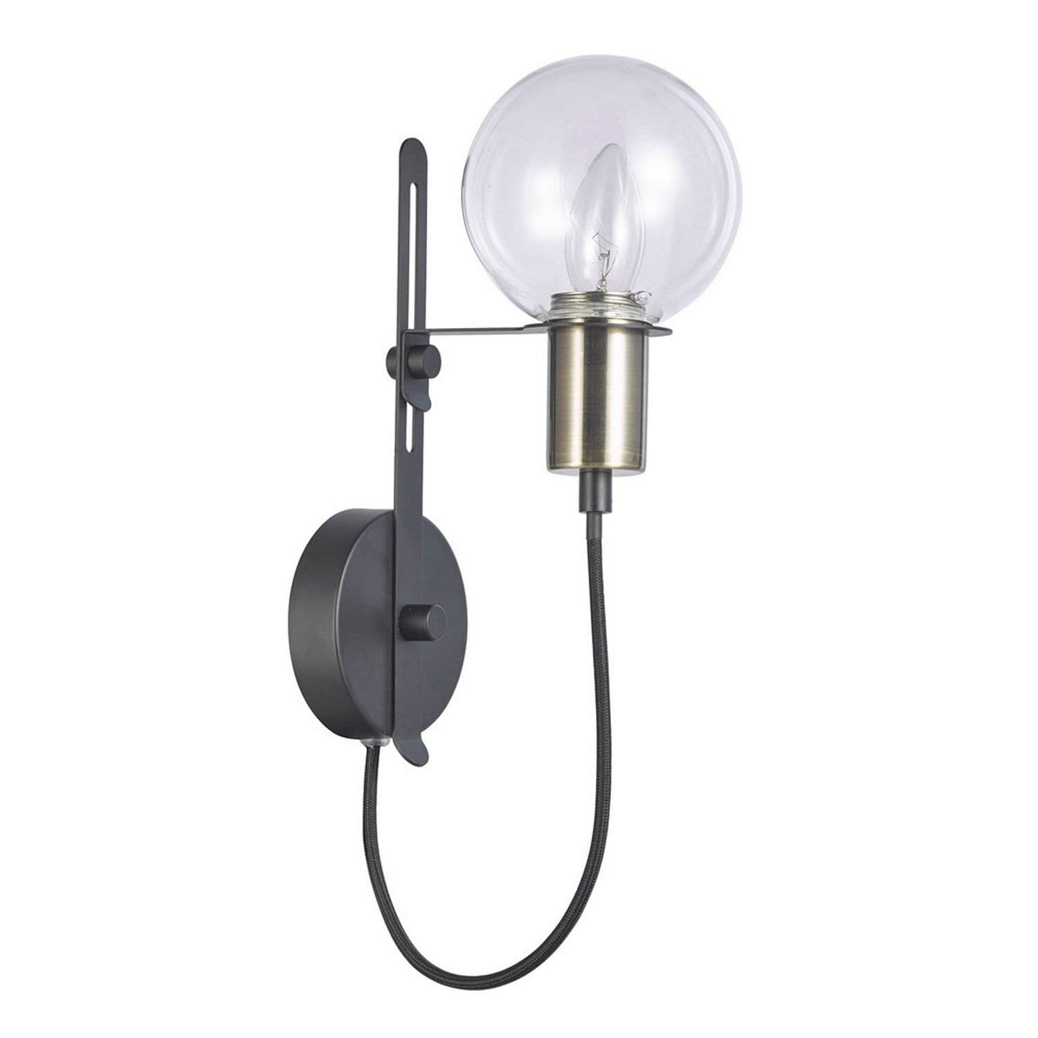 Italux Lighting Modern Wall Lamp Antique Bronze Black 1 Light with Glass Shade E