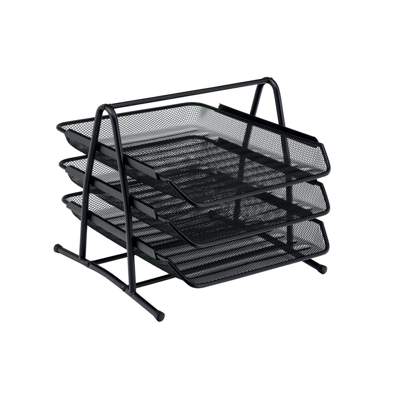 5 Star Office Mesh Letter Tray 3 Tier Scratch Resistant Stackable Front Load Por
