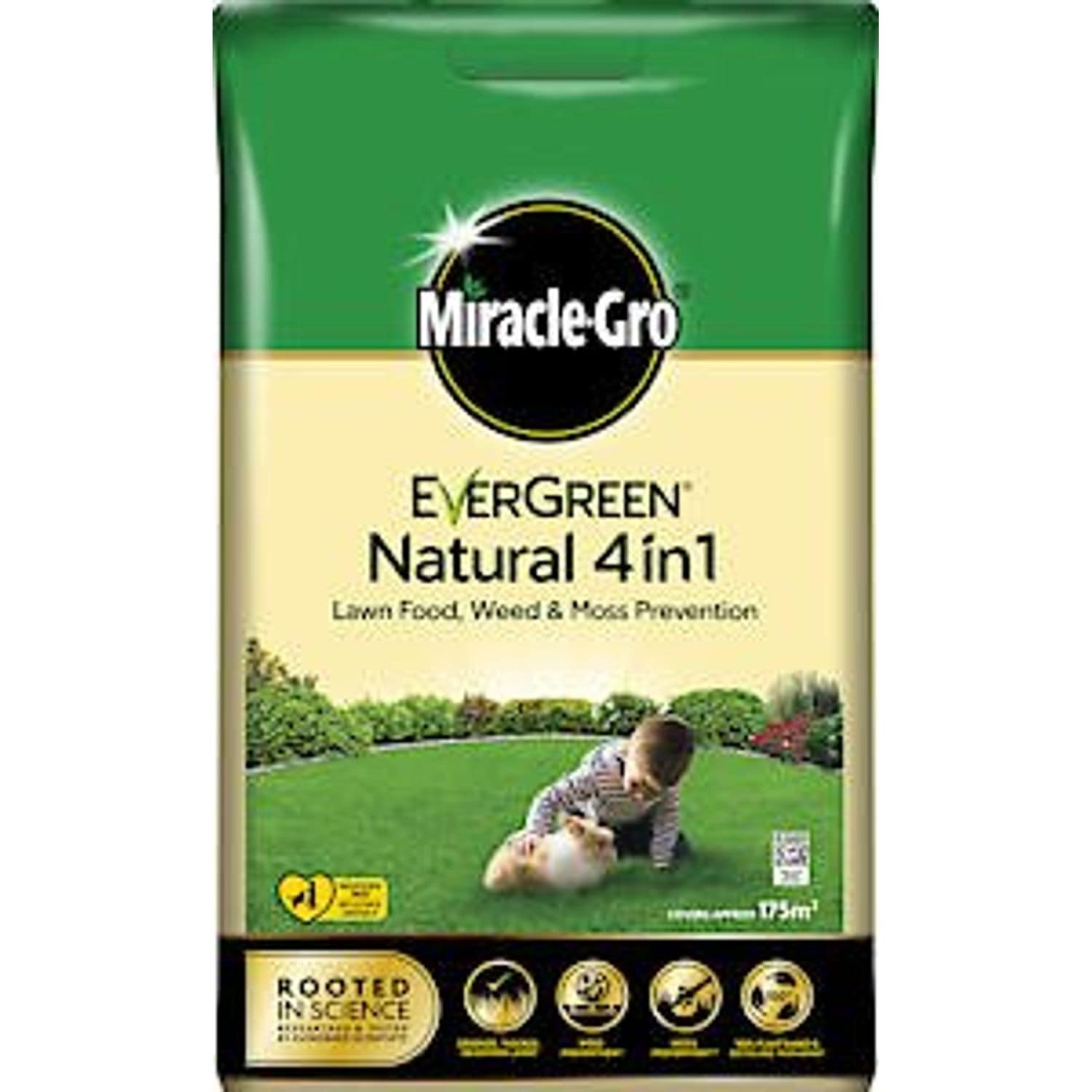 Miracle Gro Natural 4 In1-Lawn Feed Weed & Moss Preventor Lawn Fertiliser 175 M2