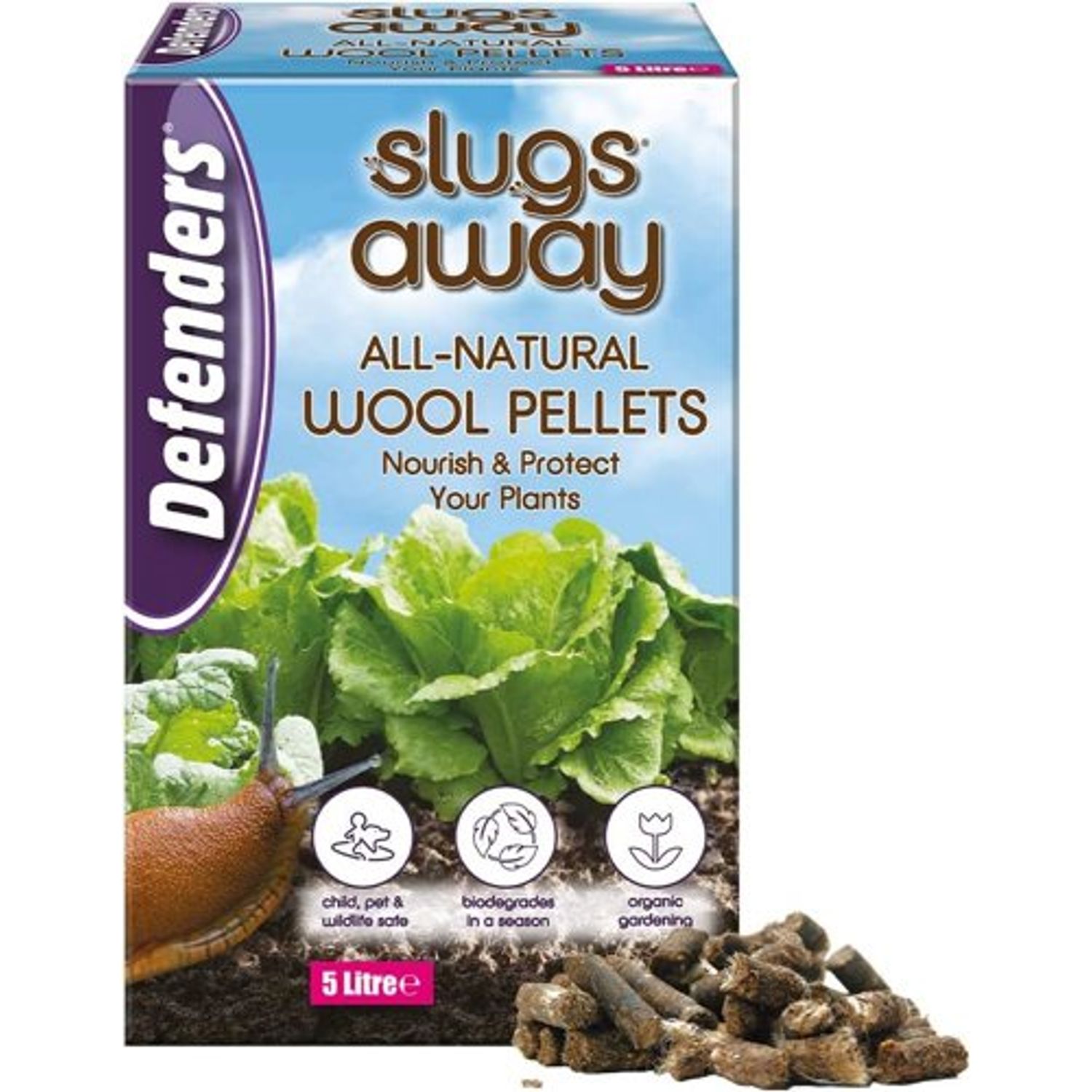 Defenders All-Natural Slugs Away Wool Pellets Slugs and Snails 5 Litre