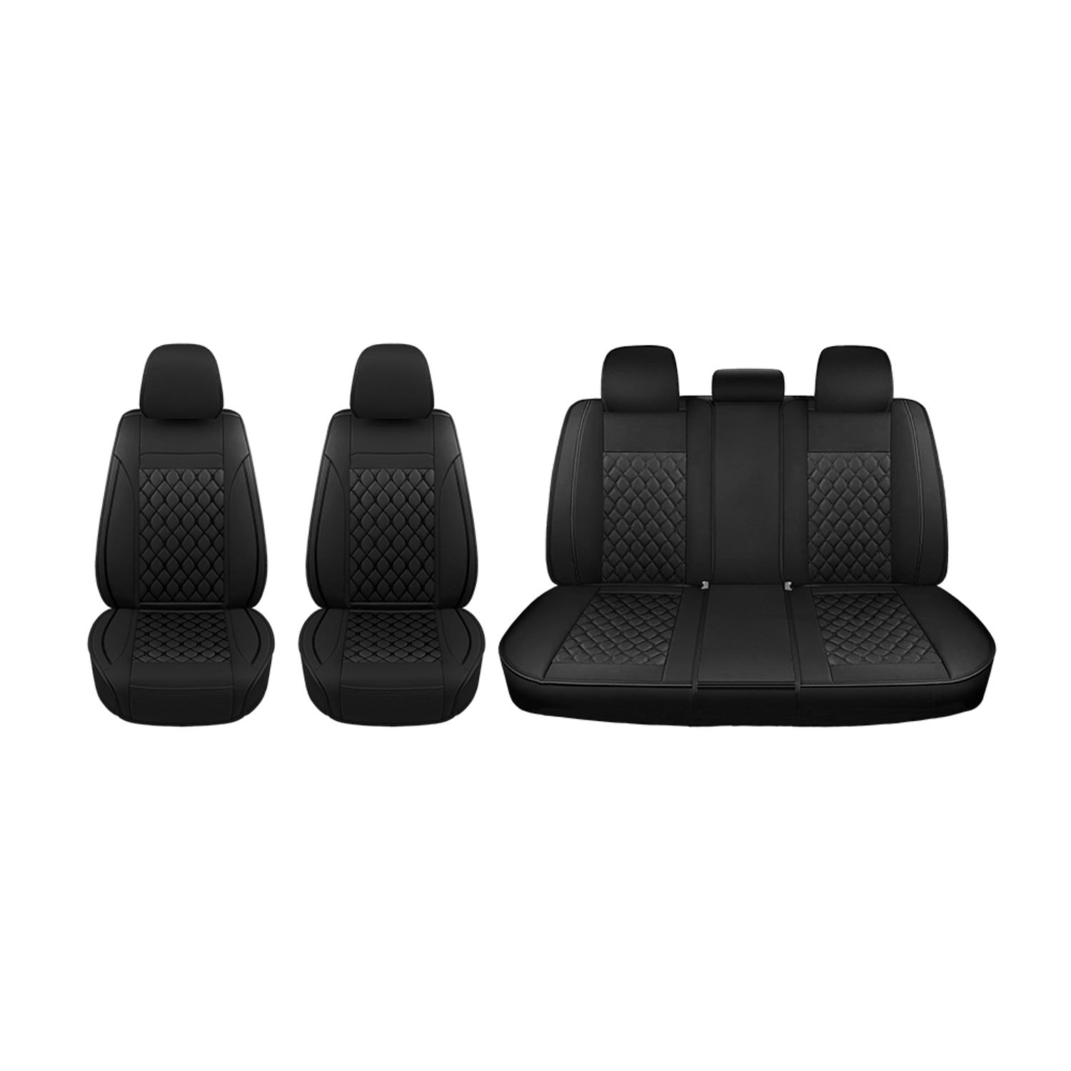 Auto Choice 5 Piece Premium Faux Leather Seat Cover Set - Black- you get 2